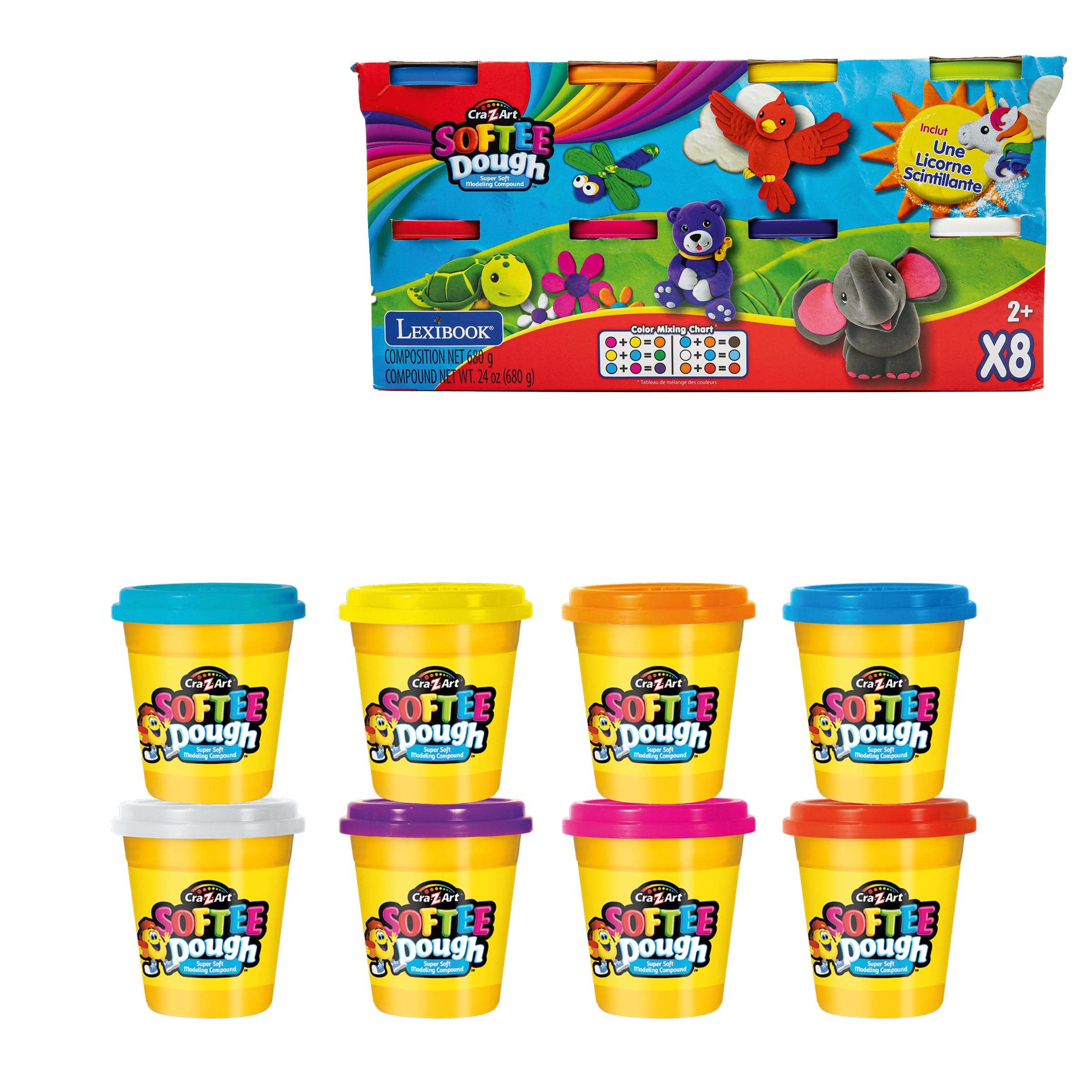 LEXIBOOK Soft and Malleable Modeling Dough - 8 Vibrant Colors, CRDOUGH1 6