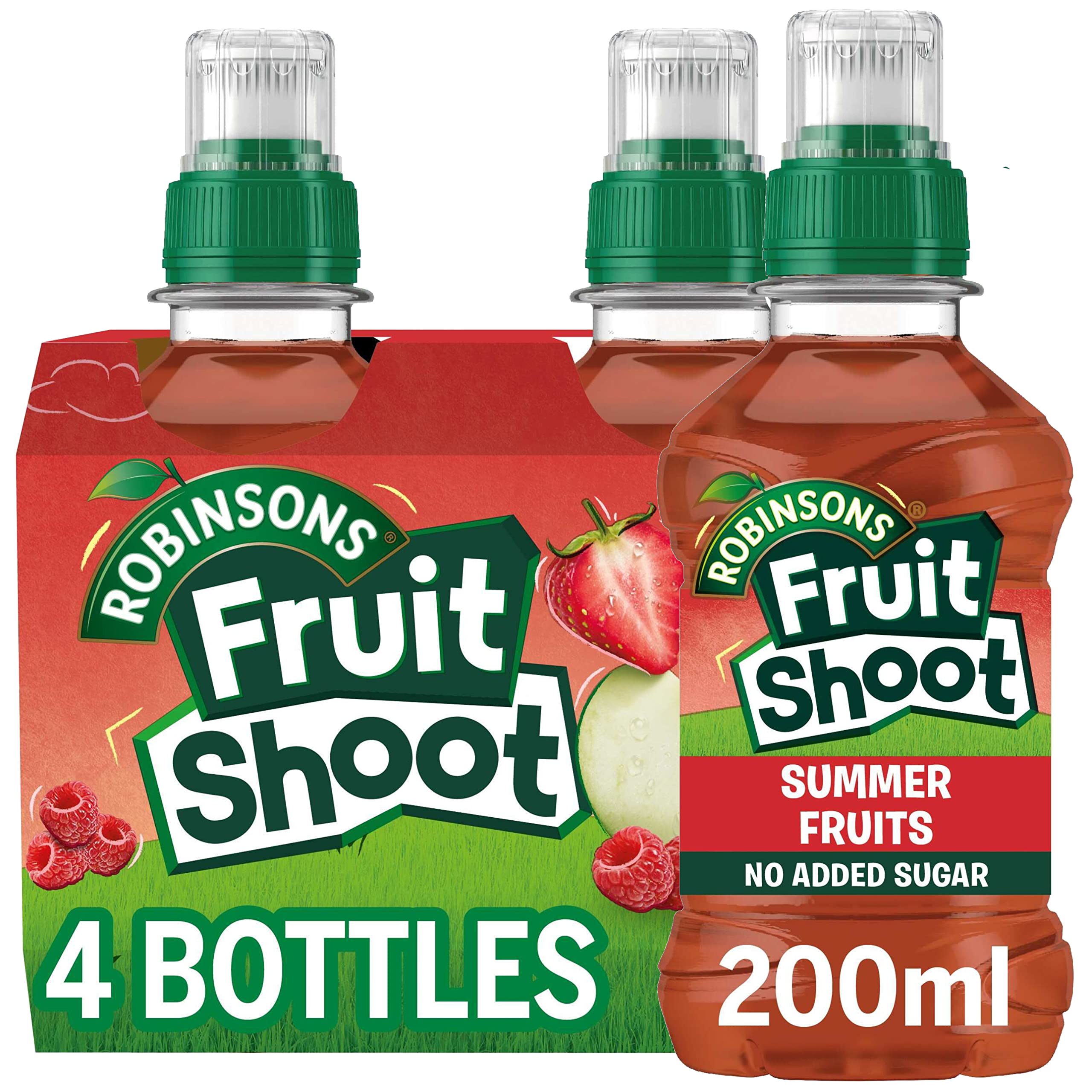 Robinsons Fruit Shoot Sommerfrüchte Kindersaftgetränk 4 x 200 ml – ohne Zuckerzusatz, Vitamine, auslaufsicherer Verschluss
