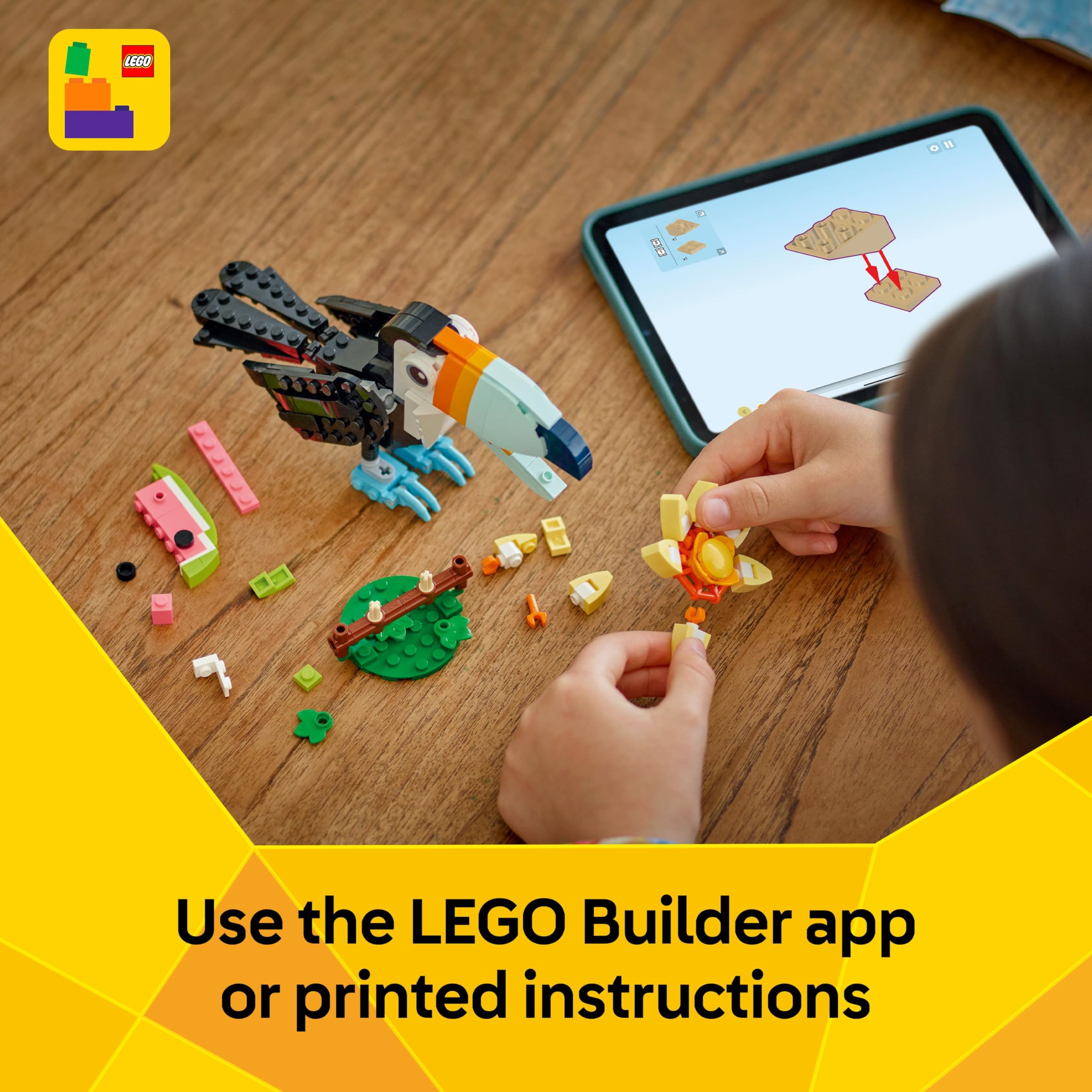 LEGO Creator 3in1 Wilde Tiere: Tropischer Tukan mit Blume Bauset - 225 Teile 7