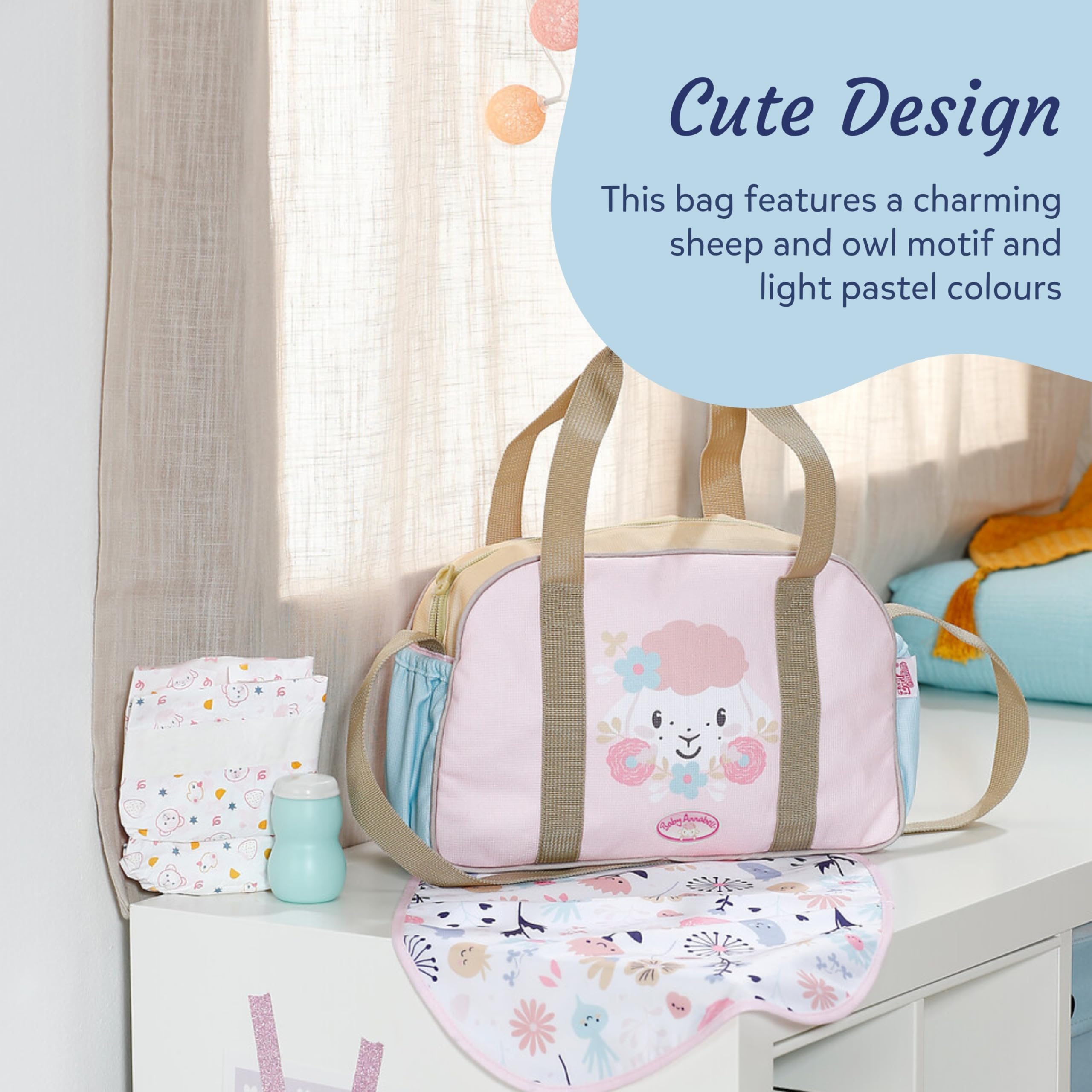Baby Annabell Changing Bag - Includes Mat, Diaper & Lotion Bottle | Rose Color | Fits 36cm & 43cm Dolls 6