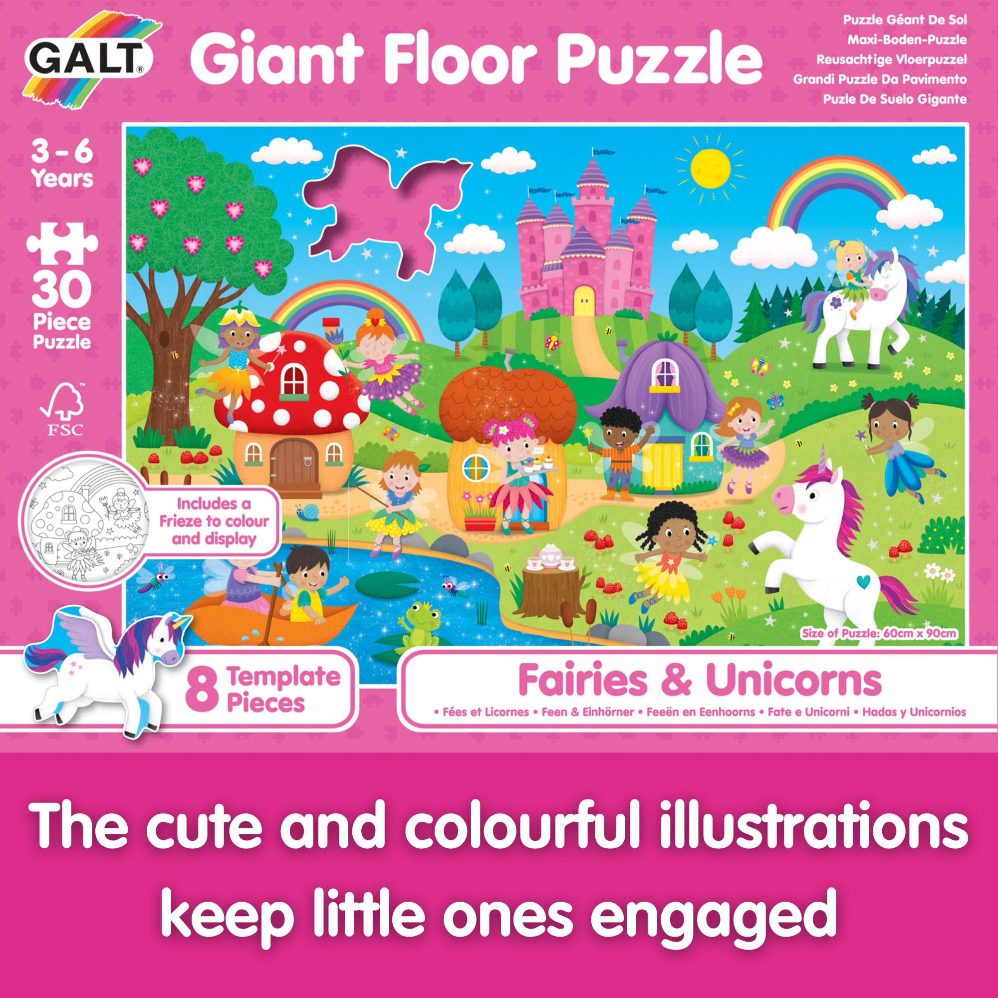 Galt Giant Floor Jigsaw Puzzle Fairies and Unicorns - 30-Piece Educational Puzzle for Kids Ages 3-6 11