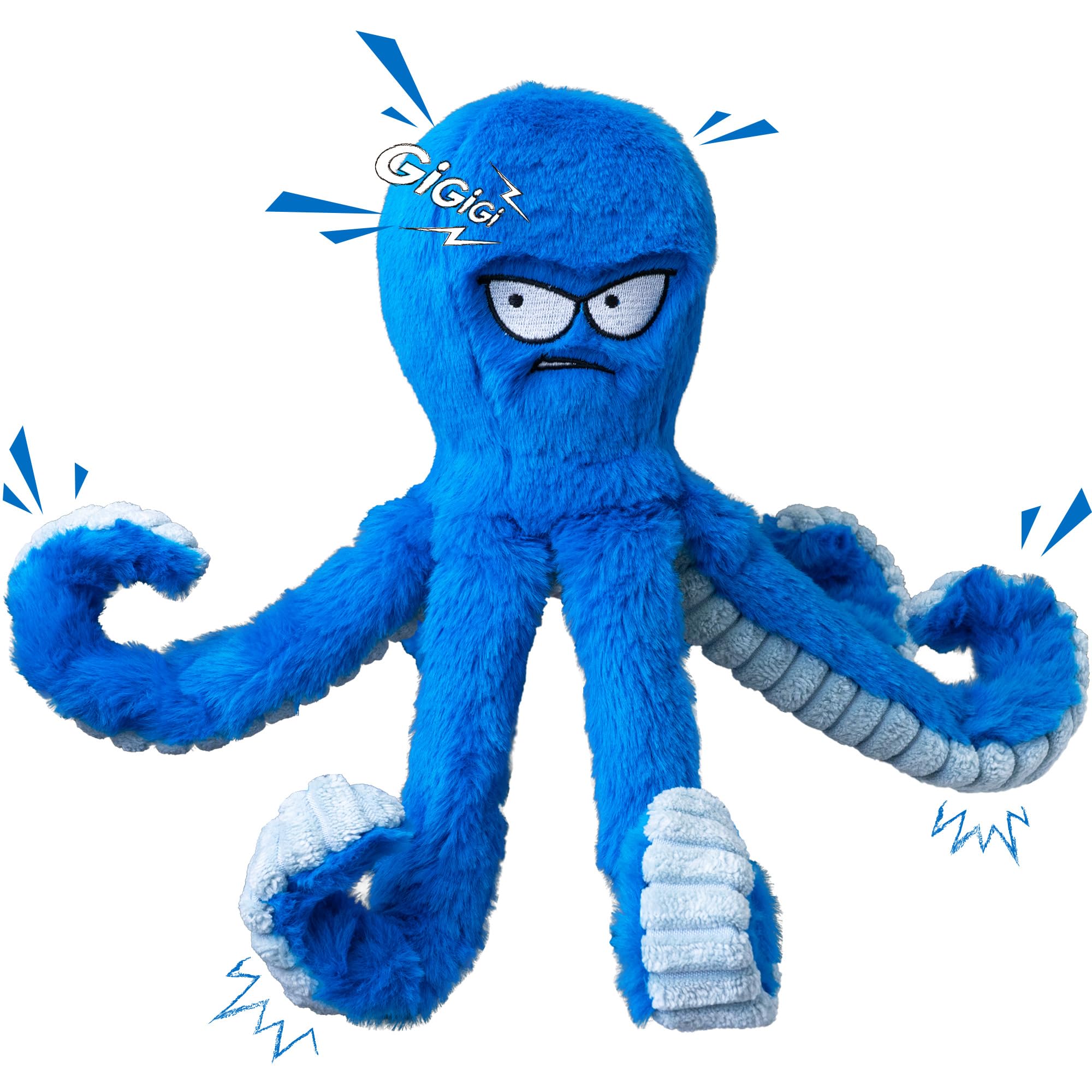 LEGEND SANDY Tough Squeak Dog Toy - Heavy Duty, Waterproof Lining, Blue Octopus for Aggressive Chewers 9