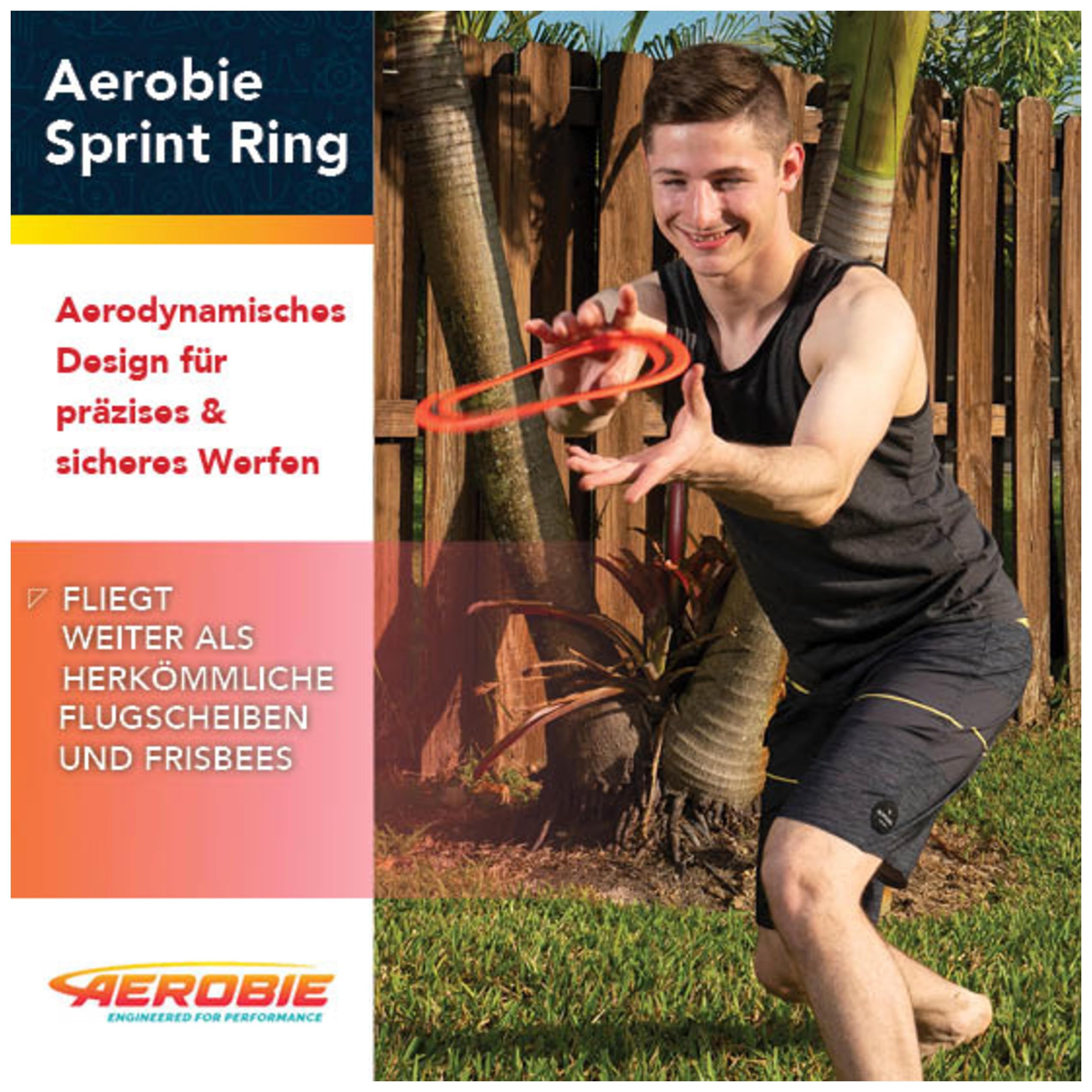 Aerobie Sprint Flying Ring - Precise Throwing | 25.4 cm Diameter | Orange 6