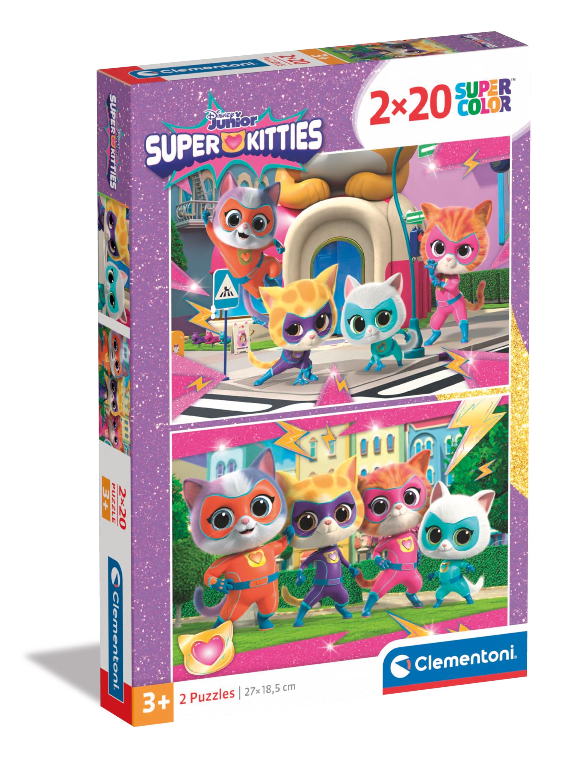 Clementoni SuperKitties 2 Jigsaw Puzzles - 2 x 20-Piece Educational Puzzles for Kids 1