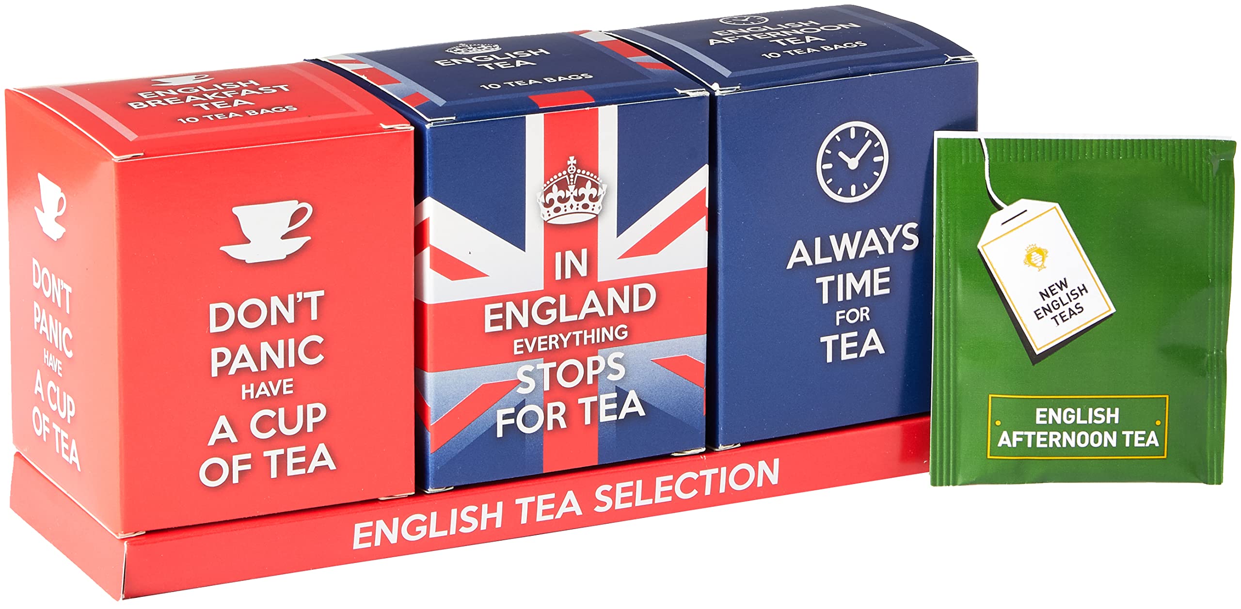 Neue englische Teeslogans Union Jack Tee-Geschenkpackung – 30 Teebeutel (English Breakfast, Afternoon & Blend)