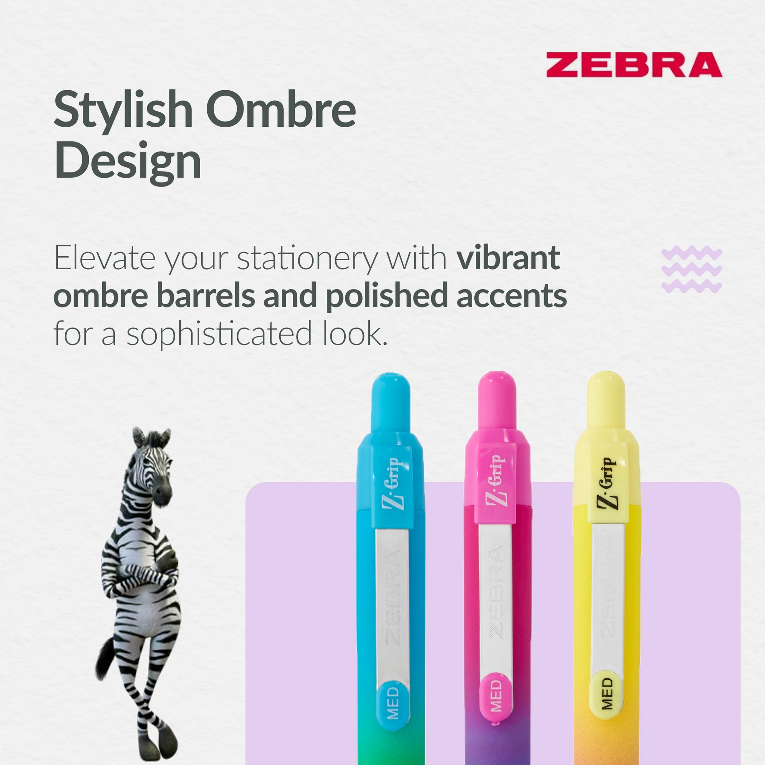 Zebra Pen Z-Grip Soft Touch Ballpoint Pens - Black Ink, 1.0mm Medium Point, 3 Pack 5