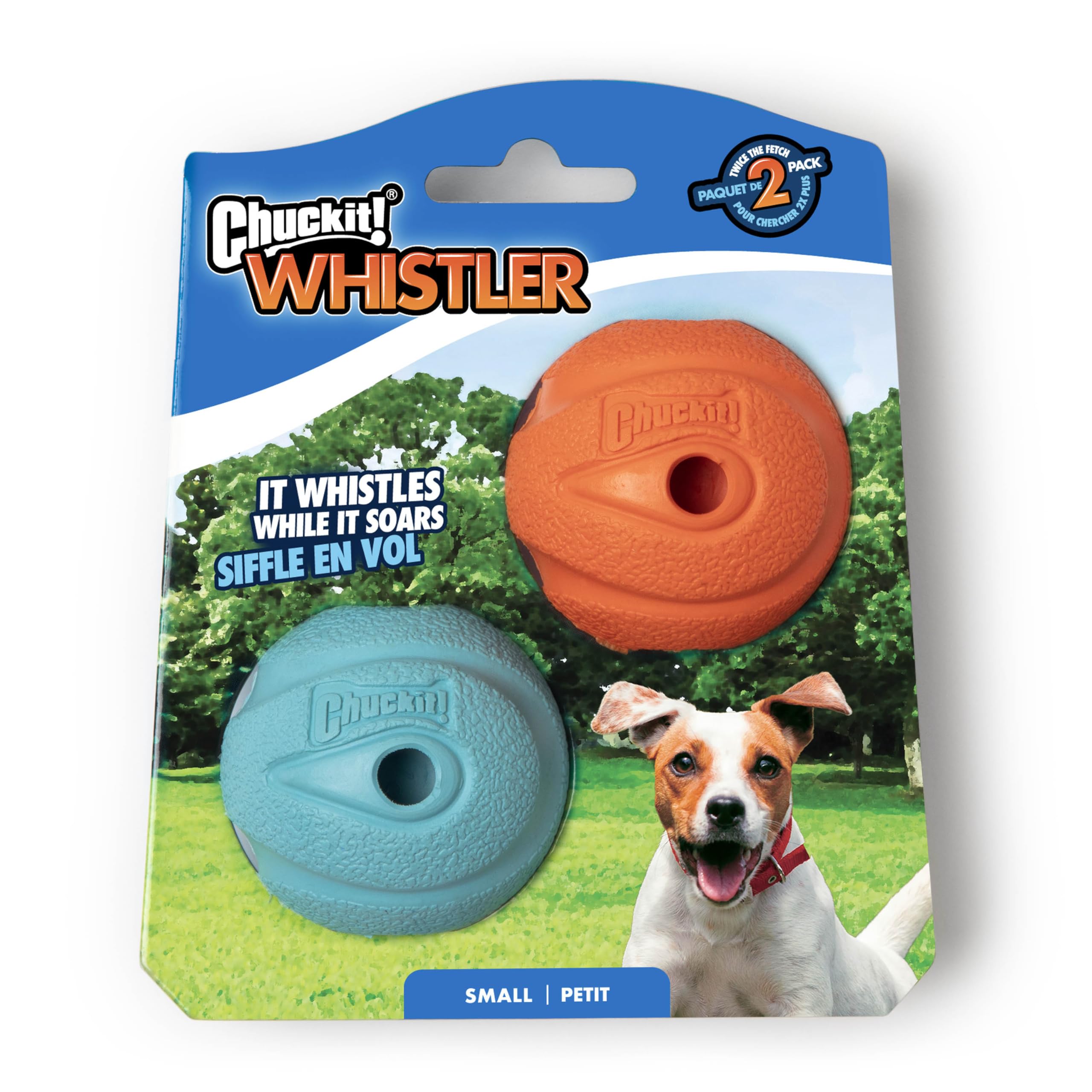 Chuckit! The Whistler Ball - Durable Rubber Dog Toy with Whistle | Small Size (Pack of 2) 1