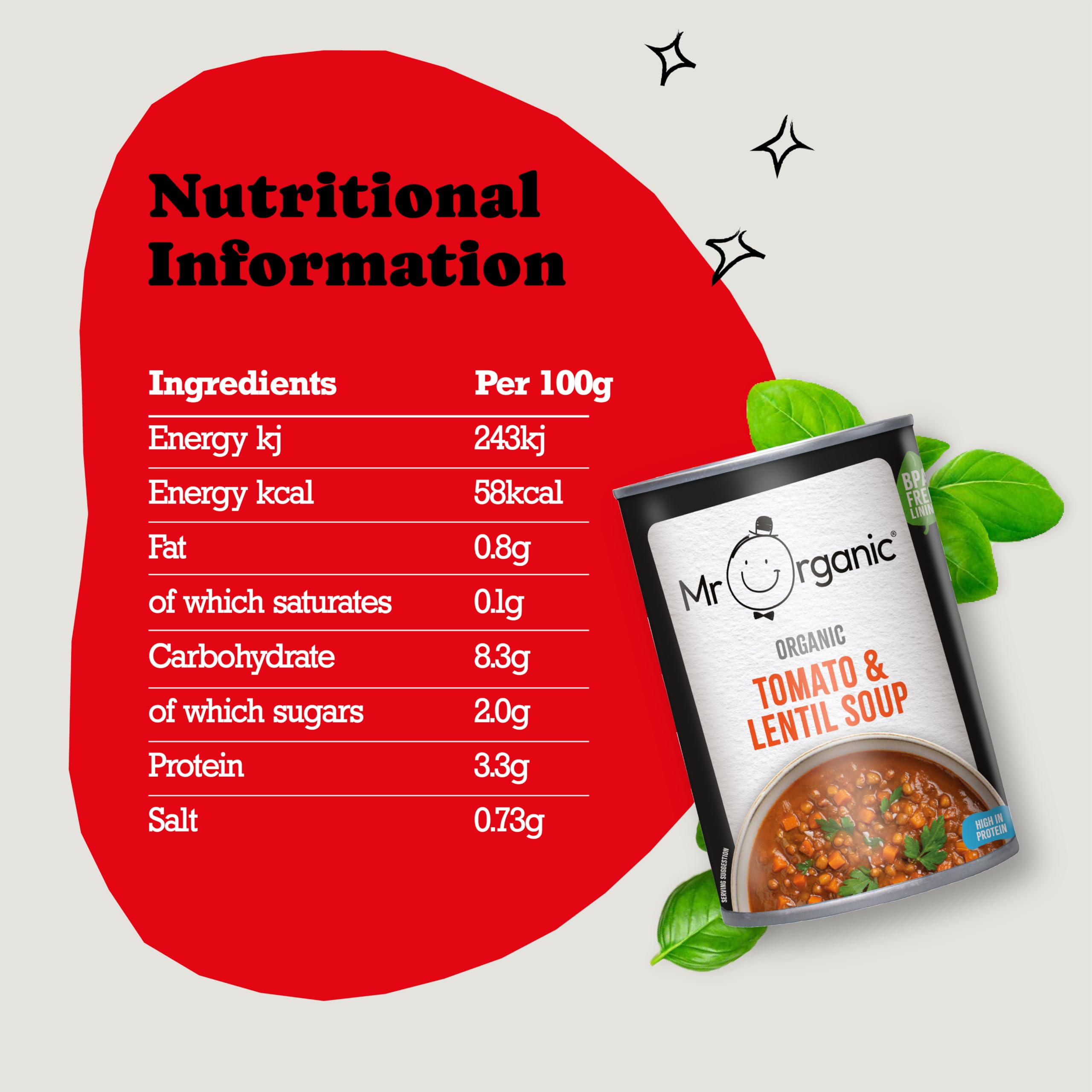 Mr Organic - Tomato and Lentil Soup - Organic, Vegan, High in Protein & Fibre 5