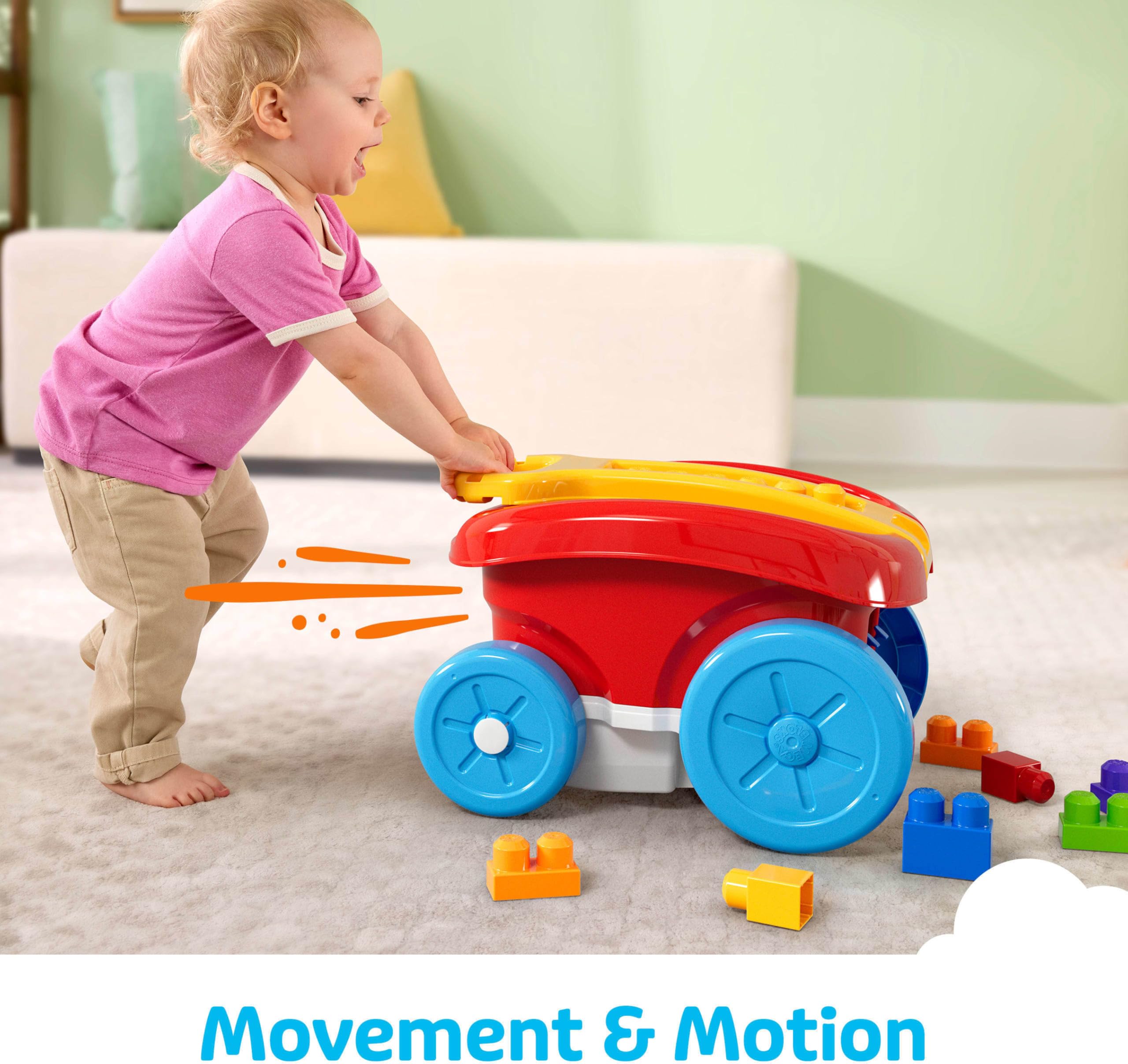MEGA BLOKS First Builders Toddler Building Toy - Block Scooping Pull Wagon with 20 Big Building Blocks for Ages 1+ 6
