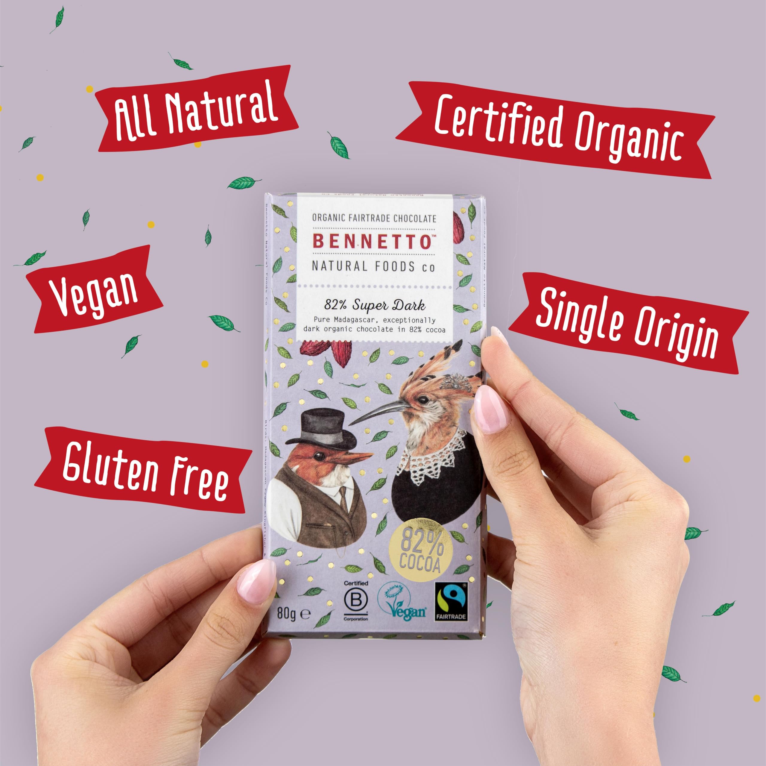 Bennetto 82% Super Dark Organic Chocolate Bar - Single Origin from Madagascar, Vegan, Fairtrade, Gluten-Free 5