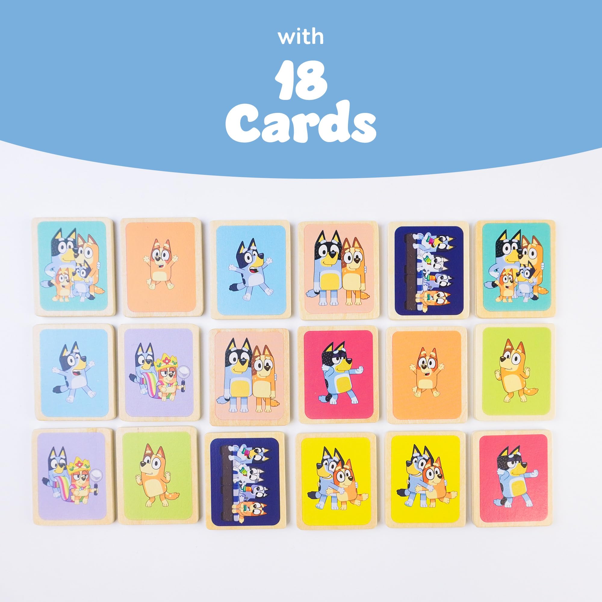 Bluey Wooden Memory Game for Kids Ages 2+ - Matching & Pairing Card Game | Durable Wood