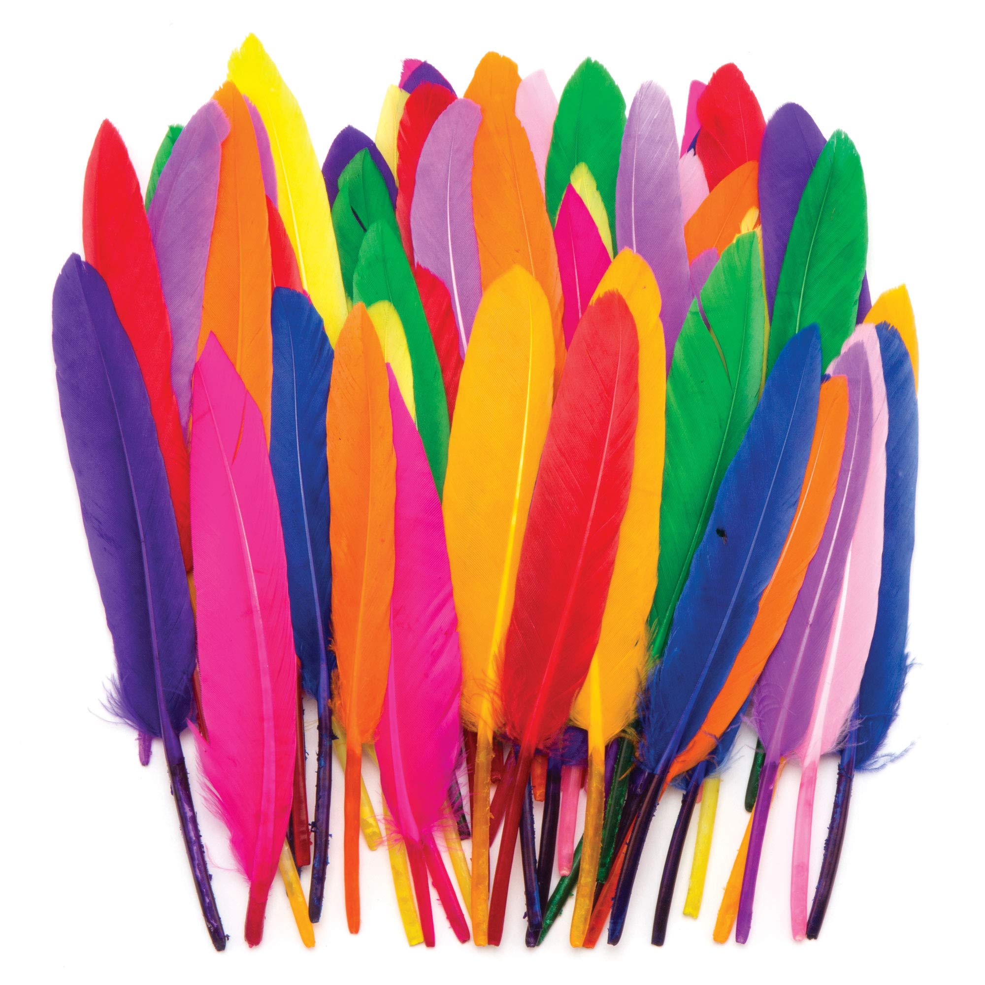 Baker Ross AR245 Mini Quill Feathers Value Pack – 80 Assorted Color Craft Feathers for Kids 1
