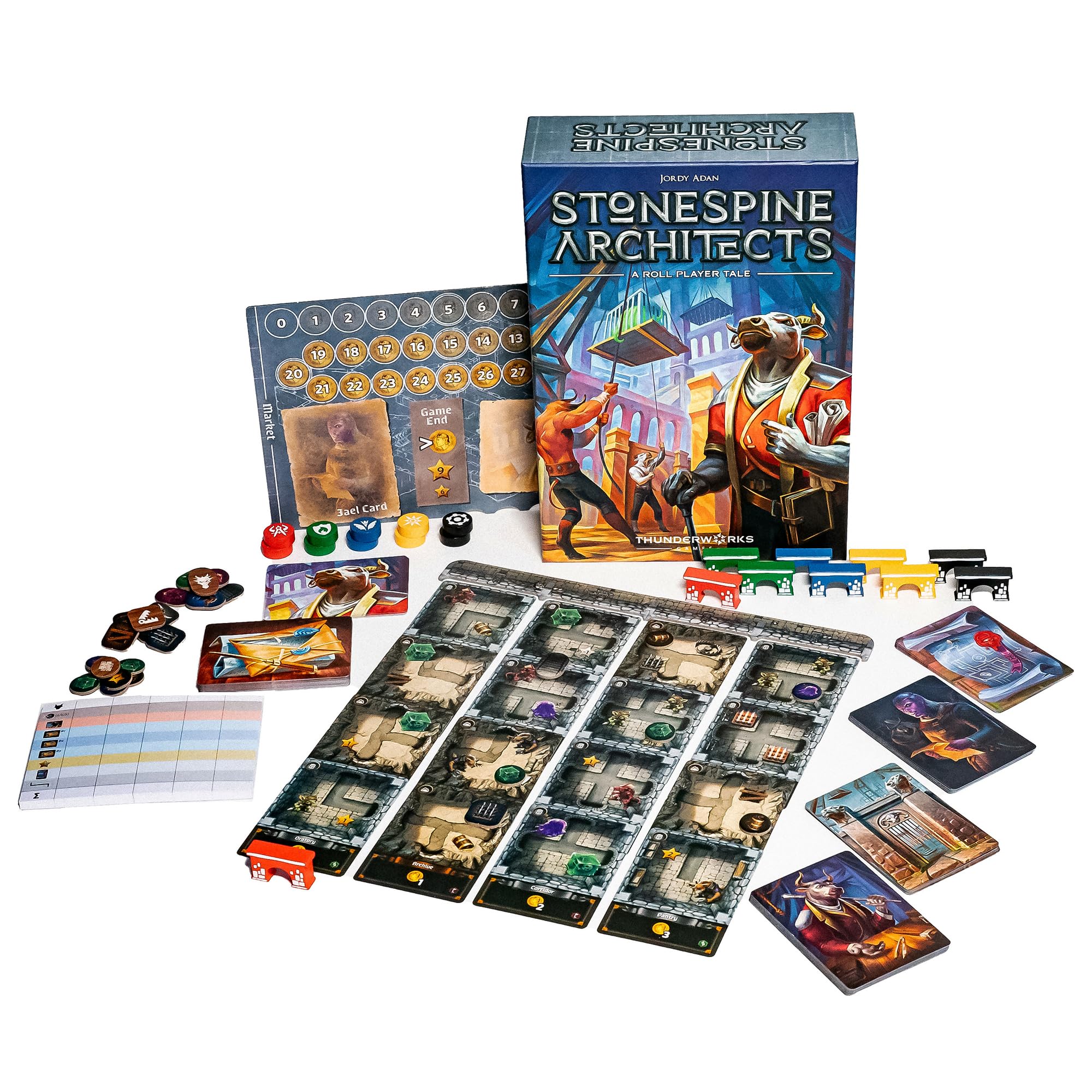 Thunderworks Games Stonespine Architects - Card-Drafting Dungeon Build Board Game | Multicolor | Standard Edition 2