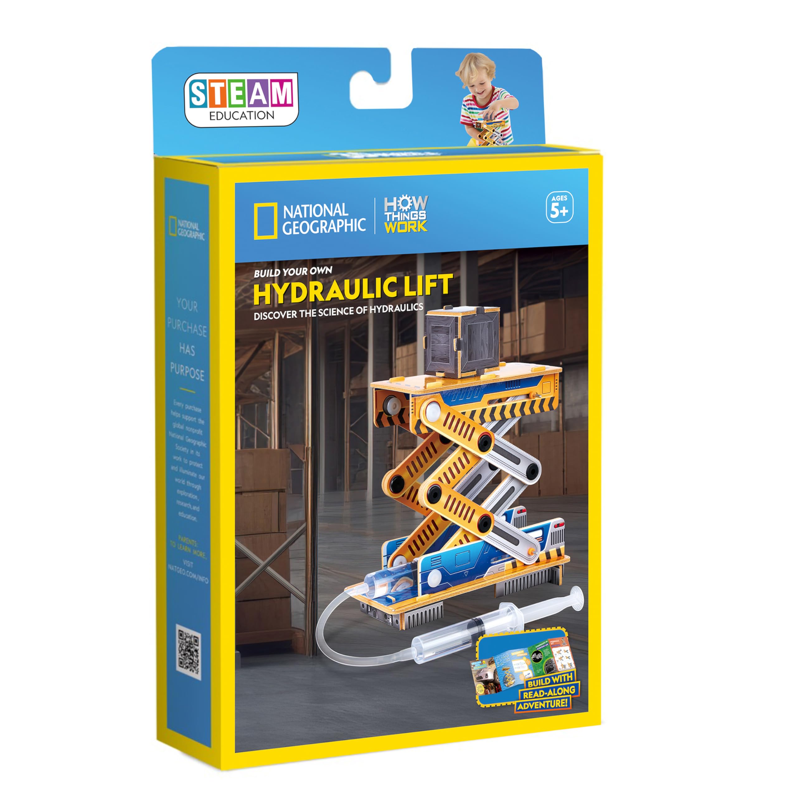 University Games National Geographic Hydraulic Lift Educational Kit | Ages 5+ | Cardboard Construction 1