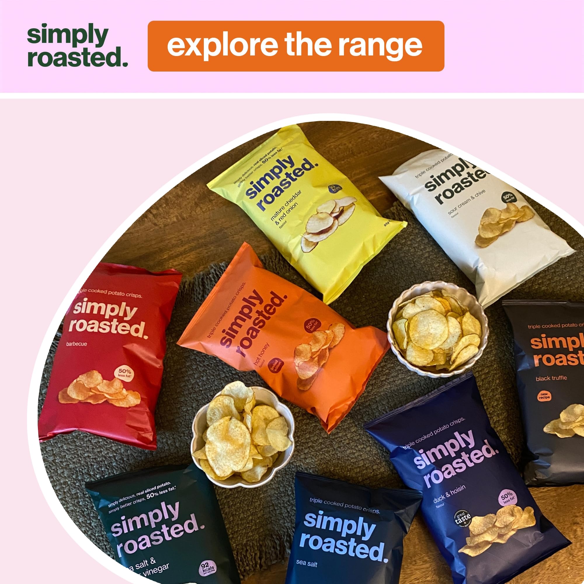 Simply Roasted Sea Salt & Vinegar Crisps - 12 x 21.5g Multipack | Roasted, 50% Less Fat 6