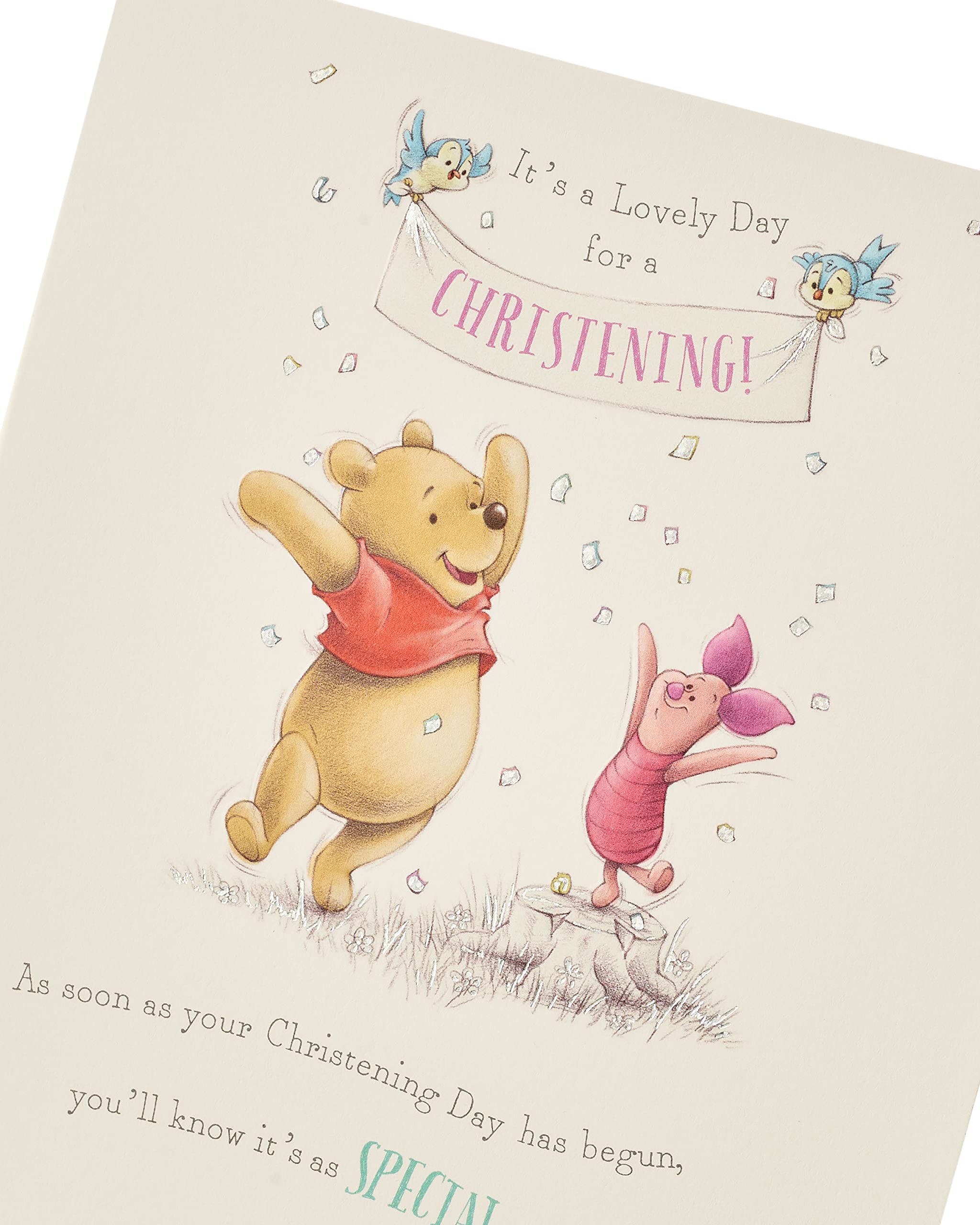 UK Greetings Winnie the Pooh Christening Greeting Card | Embossed & Foil Finish | 165 x 190 mm 4