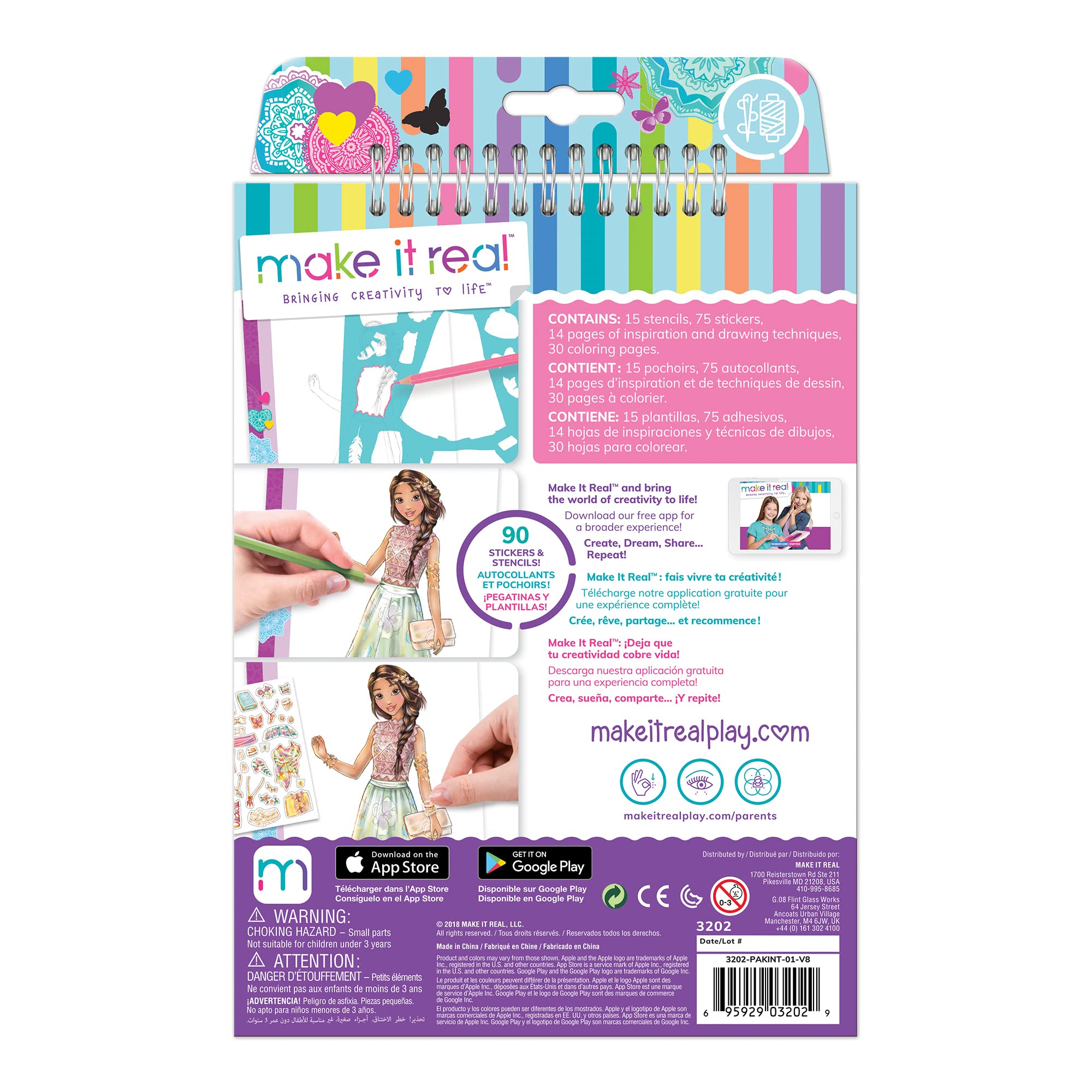Make It Real Fashion Design Sketchbook: Blooming Creativity | Includes Stencils, Puffy Stickers, Foil Stickers | Ages 6+
