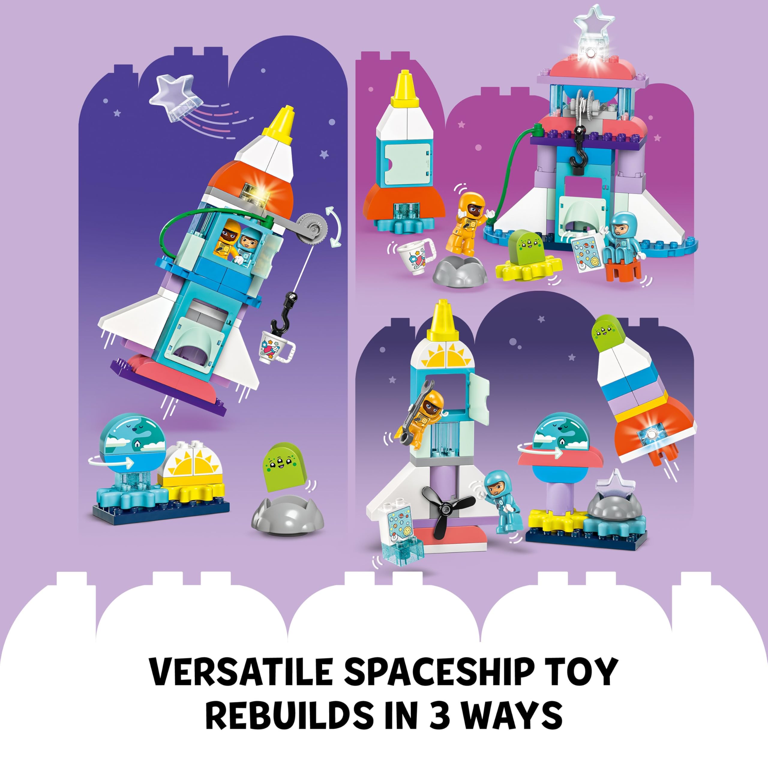 LEGO DUPLO 3in1 Space Shuttle Adventure - Rebuildable Rocket Toy for Ages 3+ 11