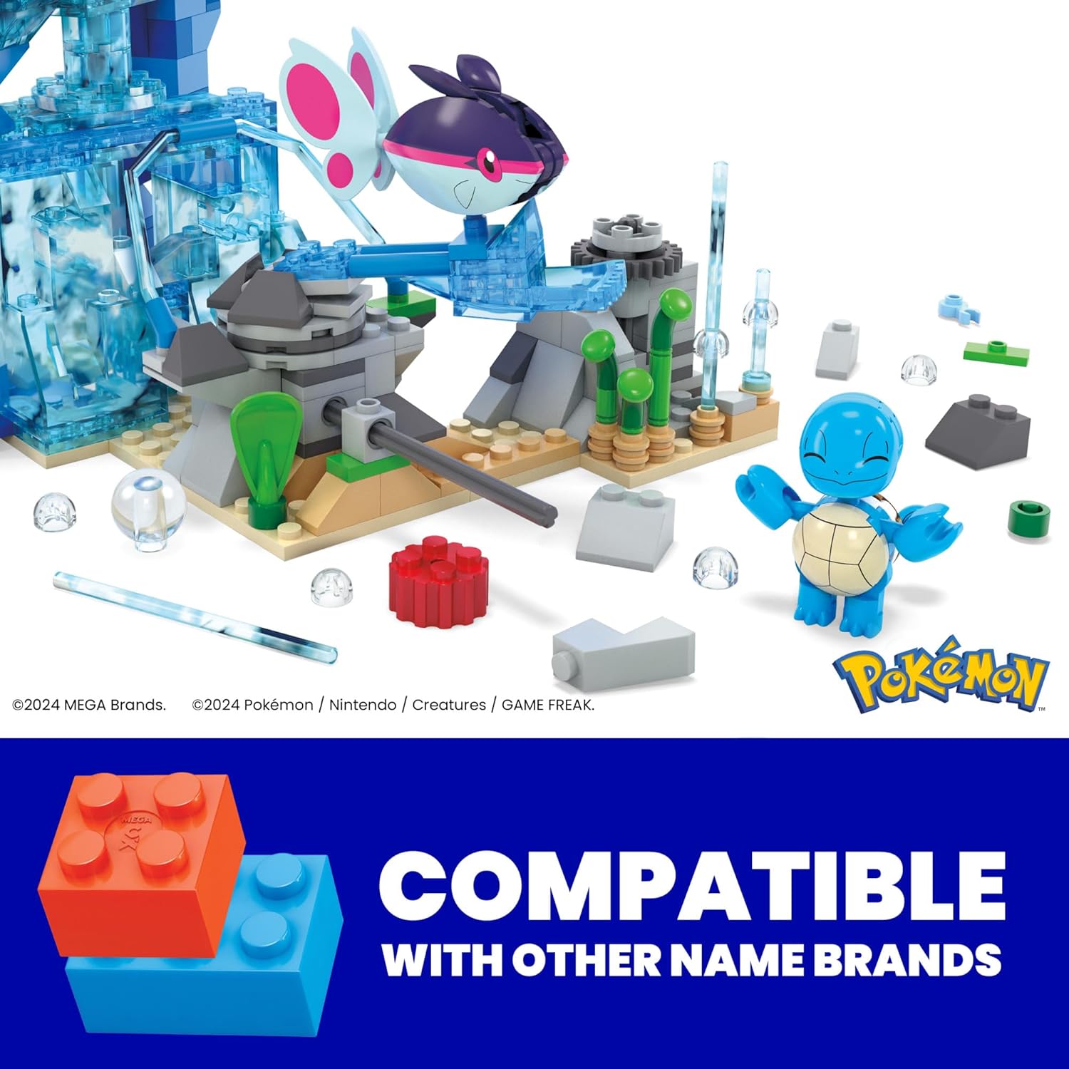 MEGA Pokémon Building Toys Set - Aquatic Adventure with 319 Pieces & Motion Brick 5
