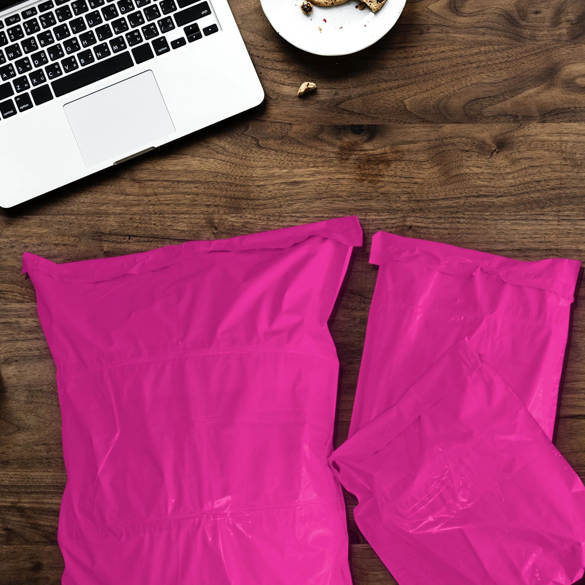 iSOUL 100 Mixed Mailing Poly Postal Self Seal Bags | 4 Sizes (6x9, 9x12, 10x14, 12x16) | Hot Pink 6