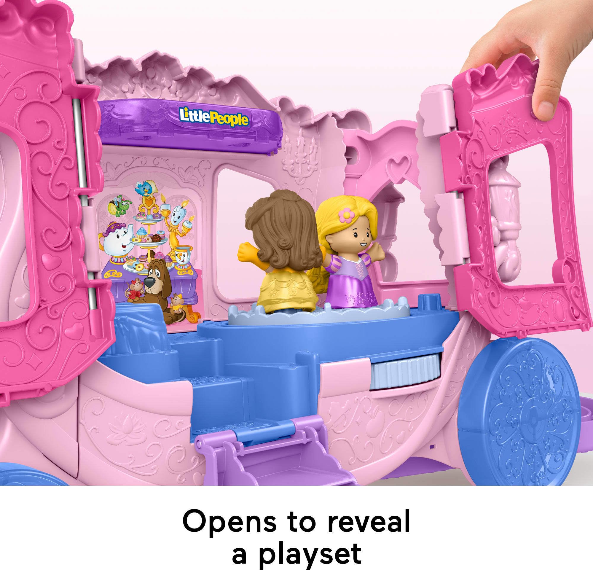 Fisher-Price Little People Disney Princess Pull-Along Musical Playset - Toddler Vehicle with Belle & Rapunzel Figures (Model: JCW72) 9
