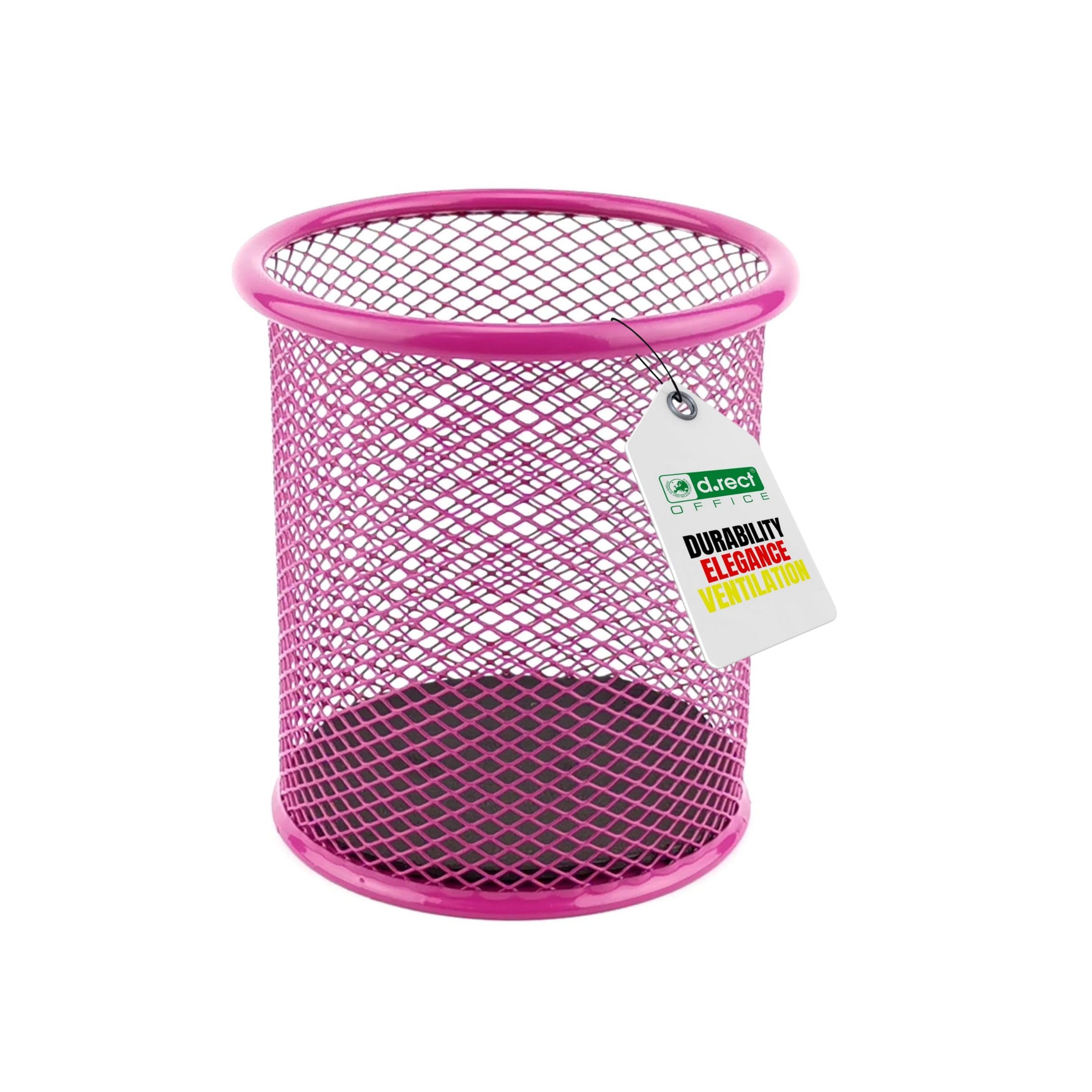 Leviatan Round Mesh Metal Pencil Holder - Pink | Ø 91mm | Rust Resistant 1