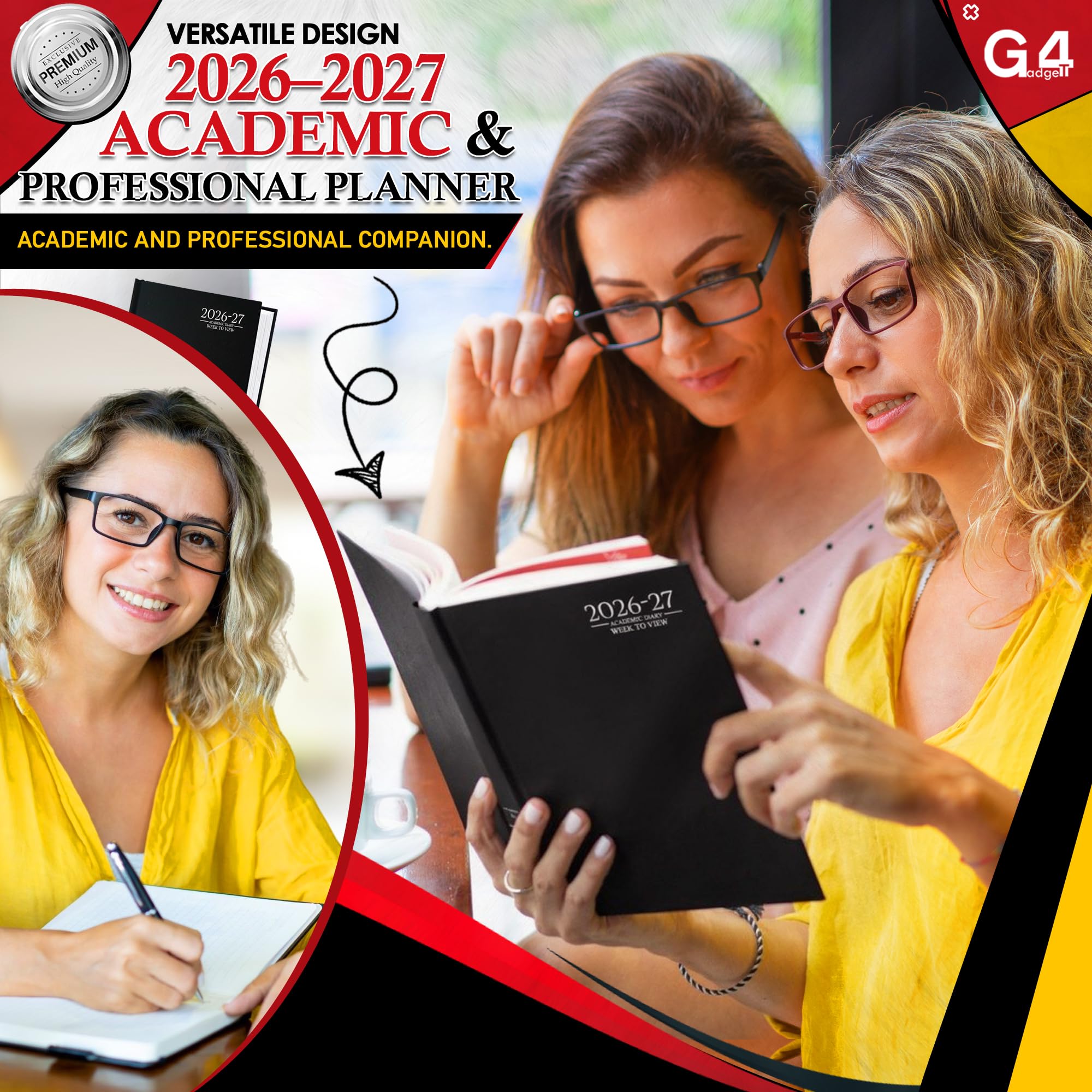 G4GADGET 2026-2027 Academic Diary - A5 Week To View, Black Hardback 4