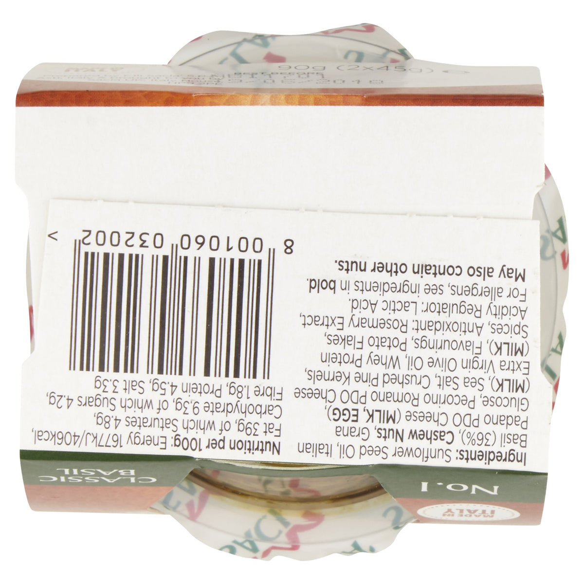 Sacla Italian Basil Pesto Pots with Pine Nuts & Cheese - 6 x 2 x 45g