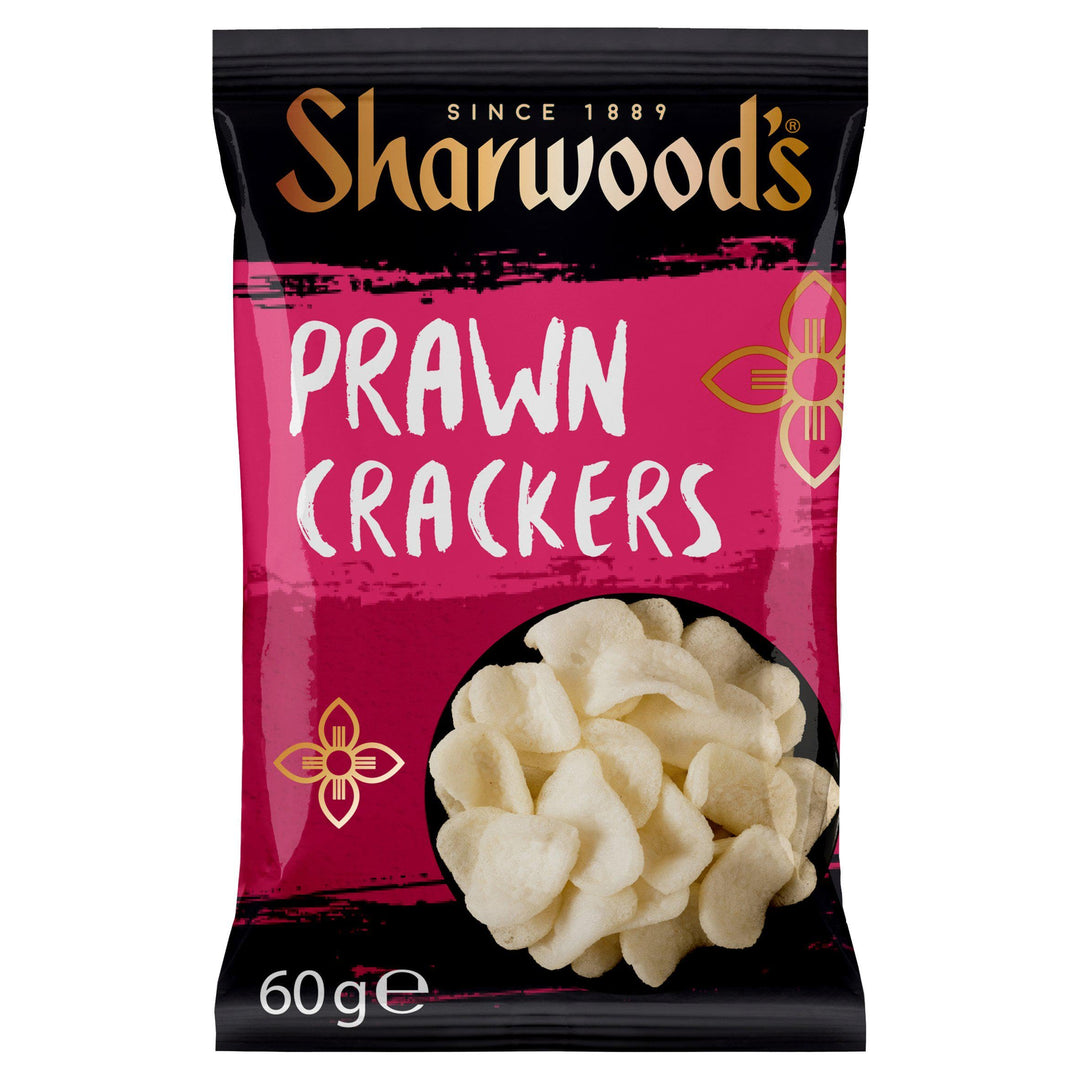 Sharwood's Prawn Crackers – Crispy Chinese Snack with Real Prawns, 60g Pack of 6