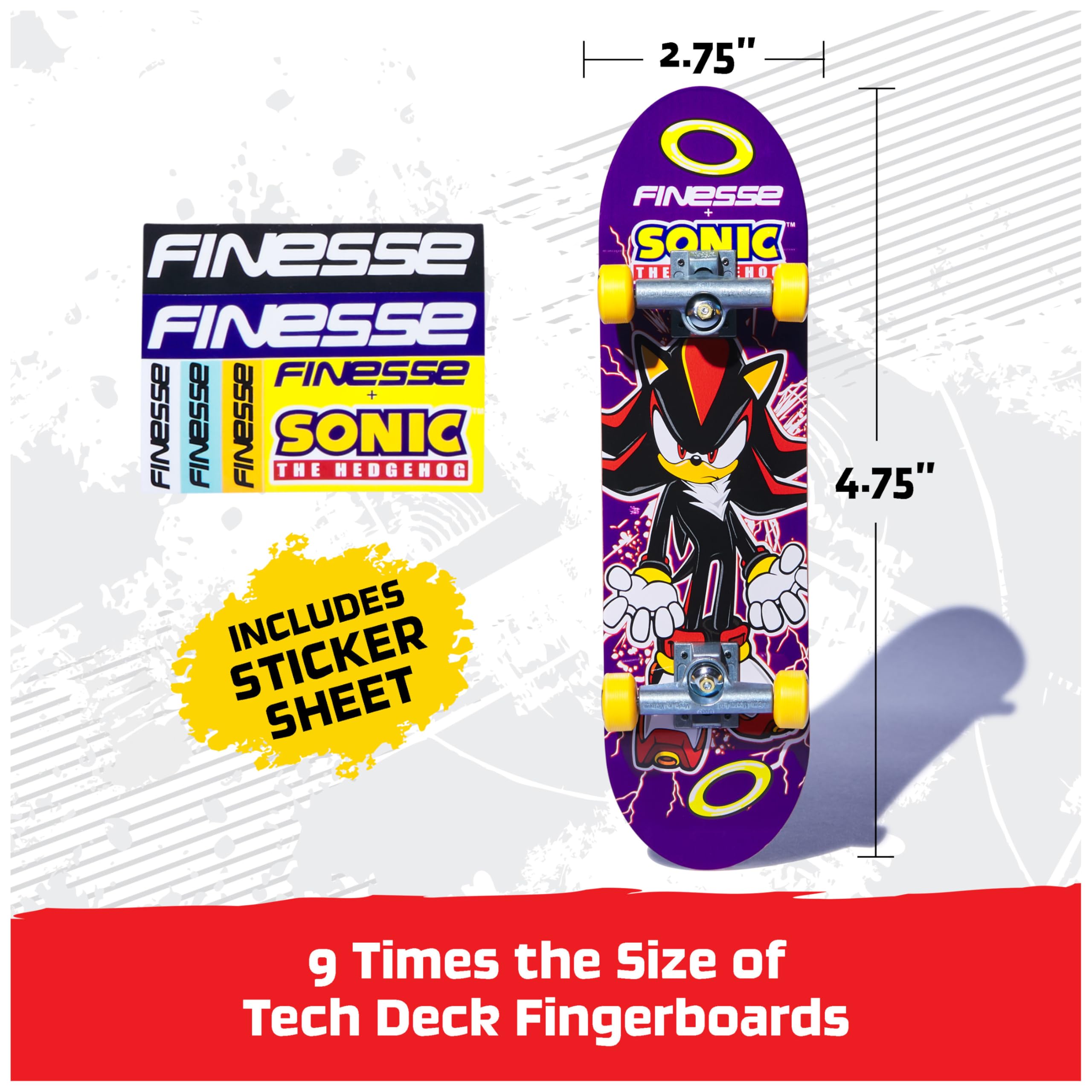 Tech Deck Finesse X Sonic Handboard - 9x Size Mini Skateboard | Die-Cast Trucks | Age 6+ 5