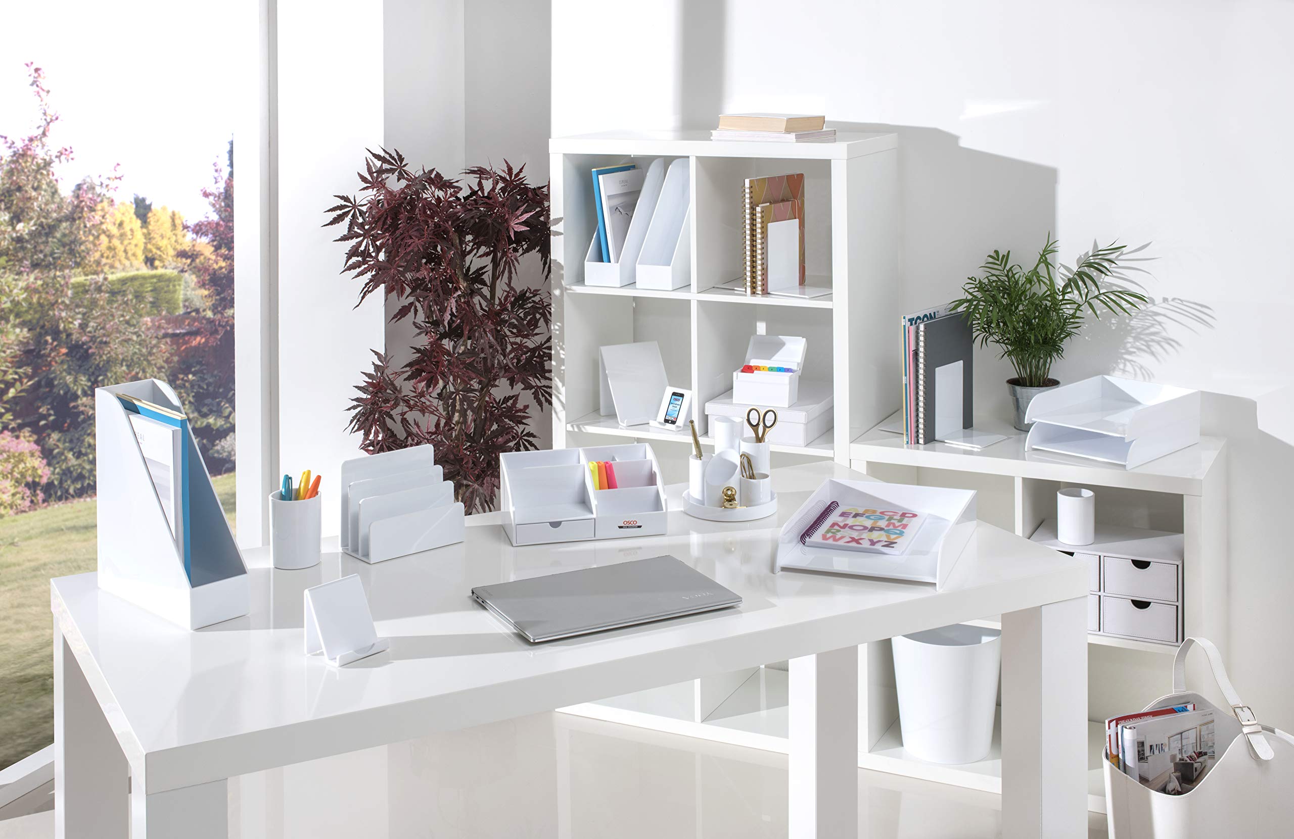 Osco White Hi-Gloss ABS Plastic Cube Desk Organiser - 3 Drawers | Stackable | Fits IKEA KALLAX 4