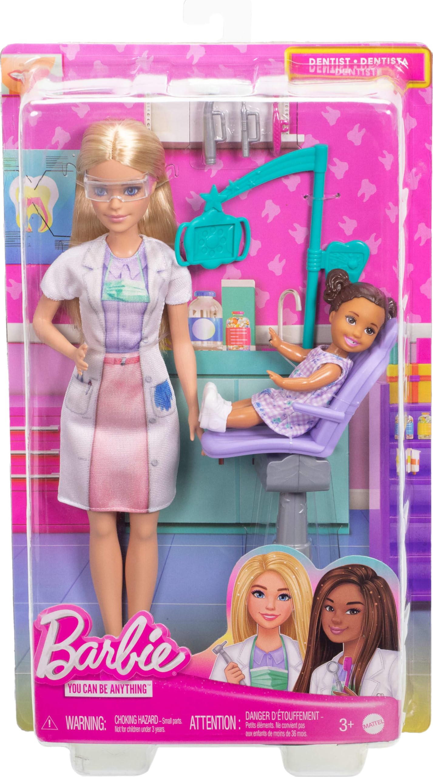 Barbie Dentist Doll Playset - Blonde Fashion Doll with Blue Dress, Lab Coat & Dental Accessories for Kids 3+ 12