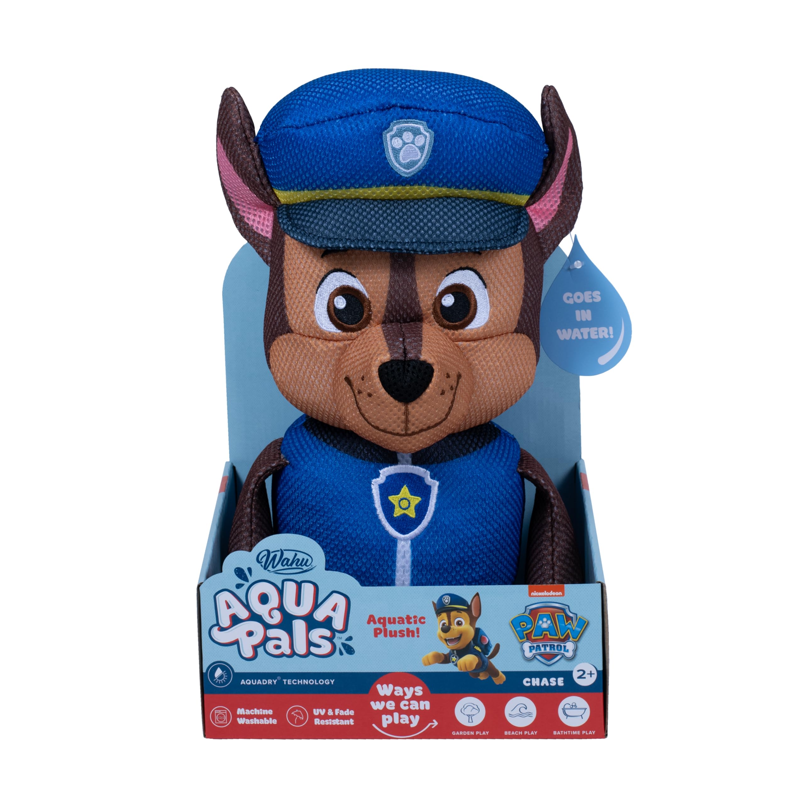 Wahu Aqua Pals: Paw Patrol - Chase | Waterproof Plush Toy for Kids 2+ 1