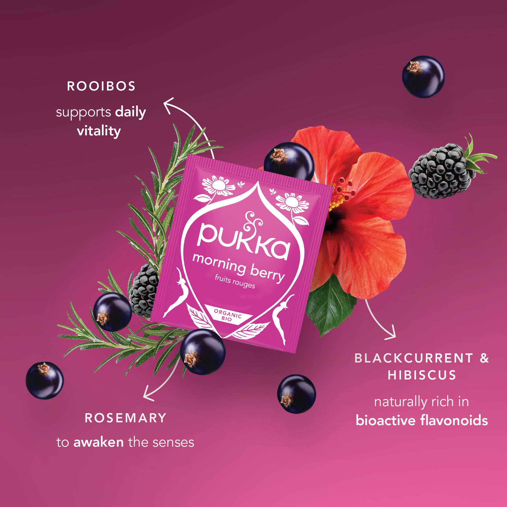 Pukka Herbs Morning Berry Organic Herbal Tea Blend - Caffeine-Free, Active Energy Range | 34g 4