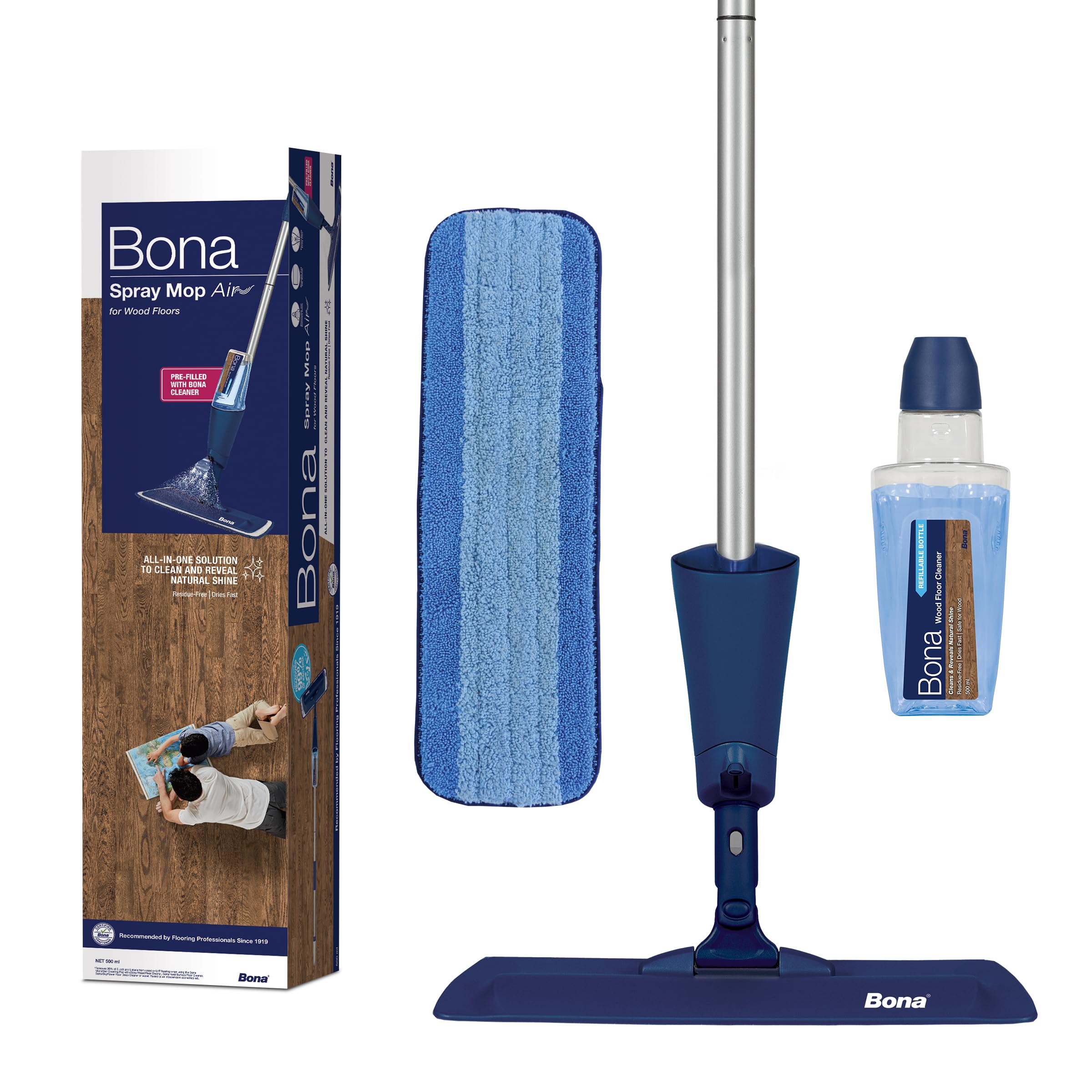 Bona Spray Mop Air Kit for Wood Floors | Lightweight & Compact | Includes 500ml Cleaner 1