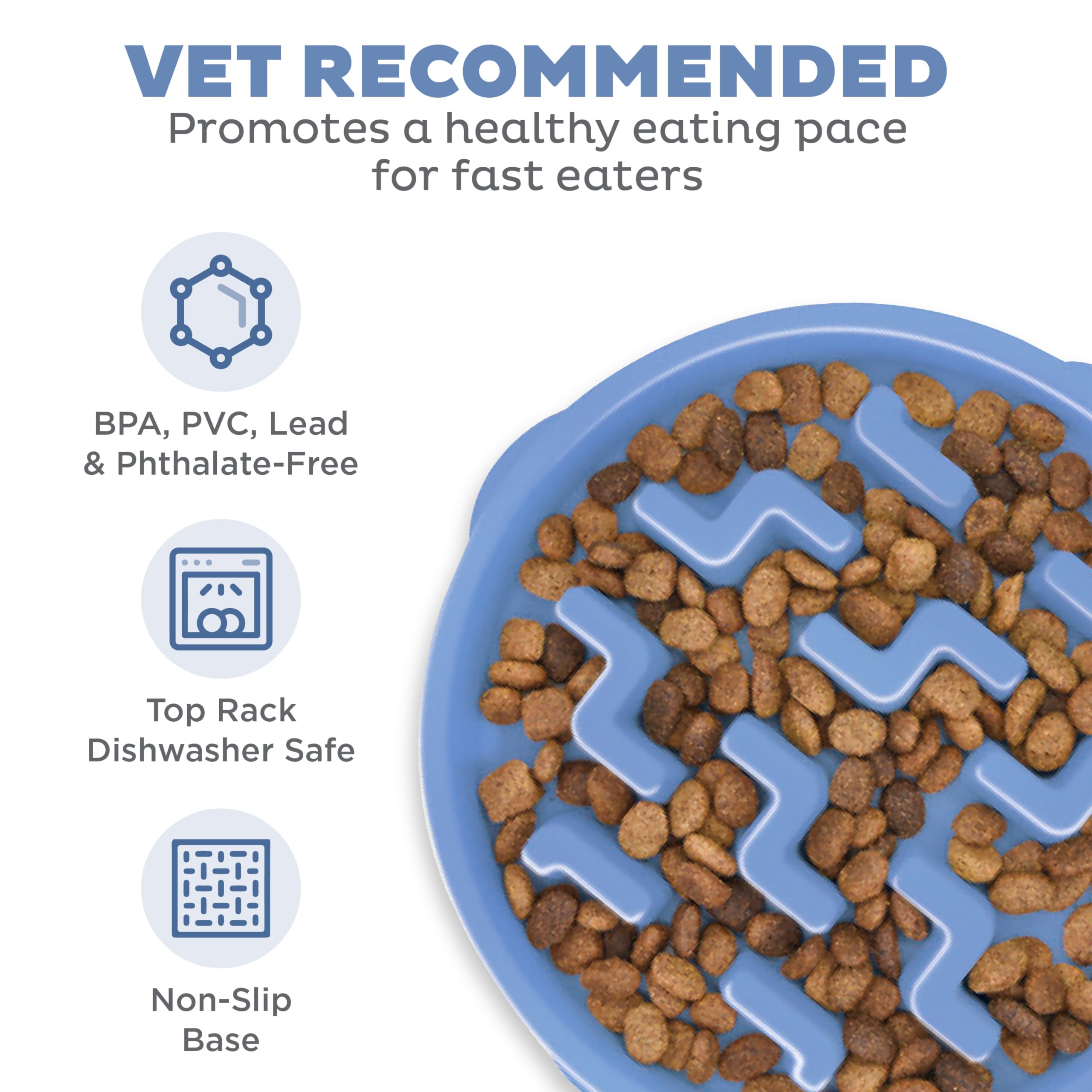 Outward Hound Slow Feeder Dog Bowl - Reduces Bloat, Improves Digestion | Large, Blue 3