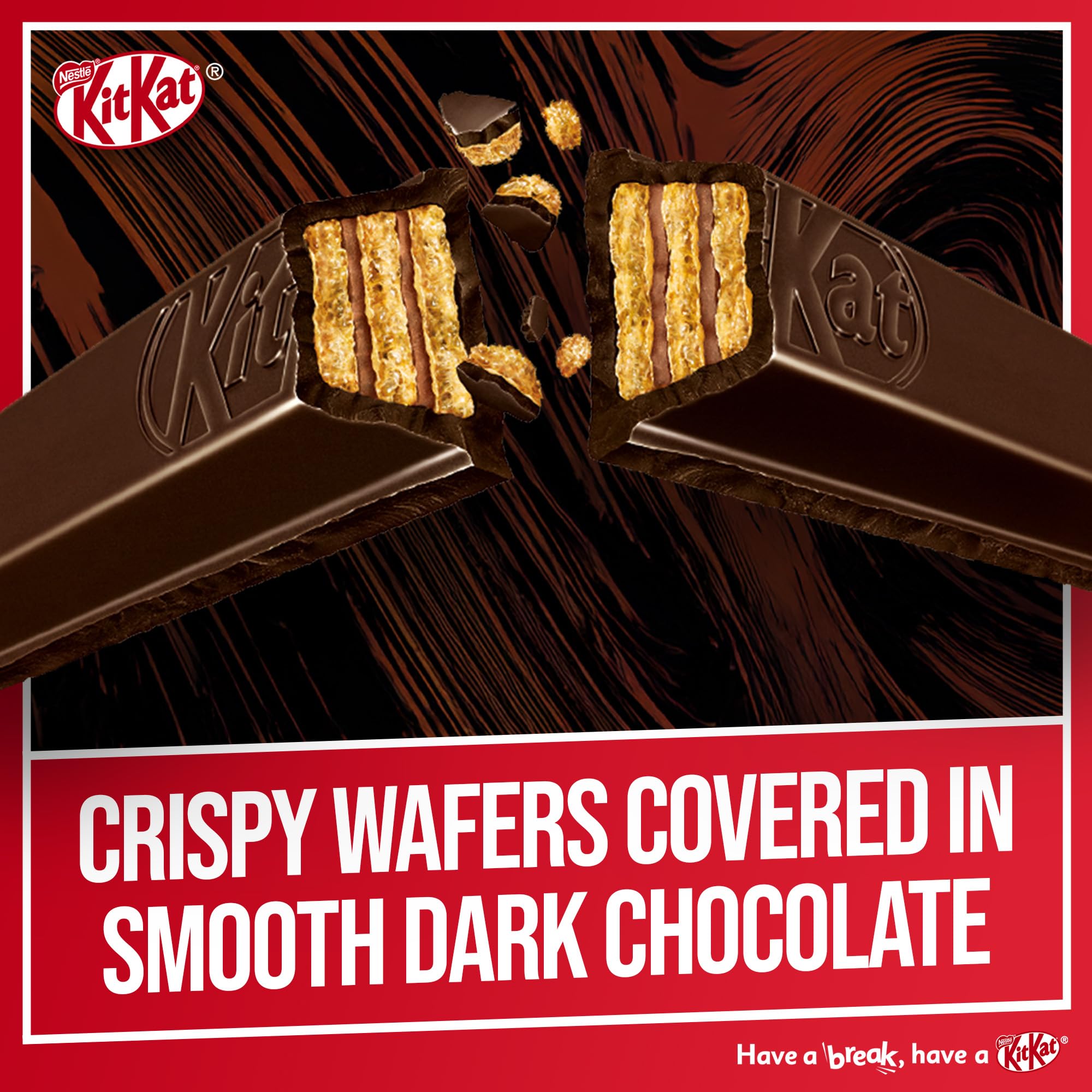 KitKat 2 Finger Zartbitterschokoladenkeksriegel – 8er-Pack (8 x 20,7 g) | Knusprige Waffeln und zarter Zartbitterschokoladensnack