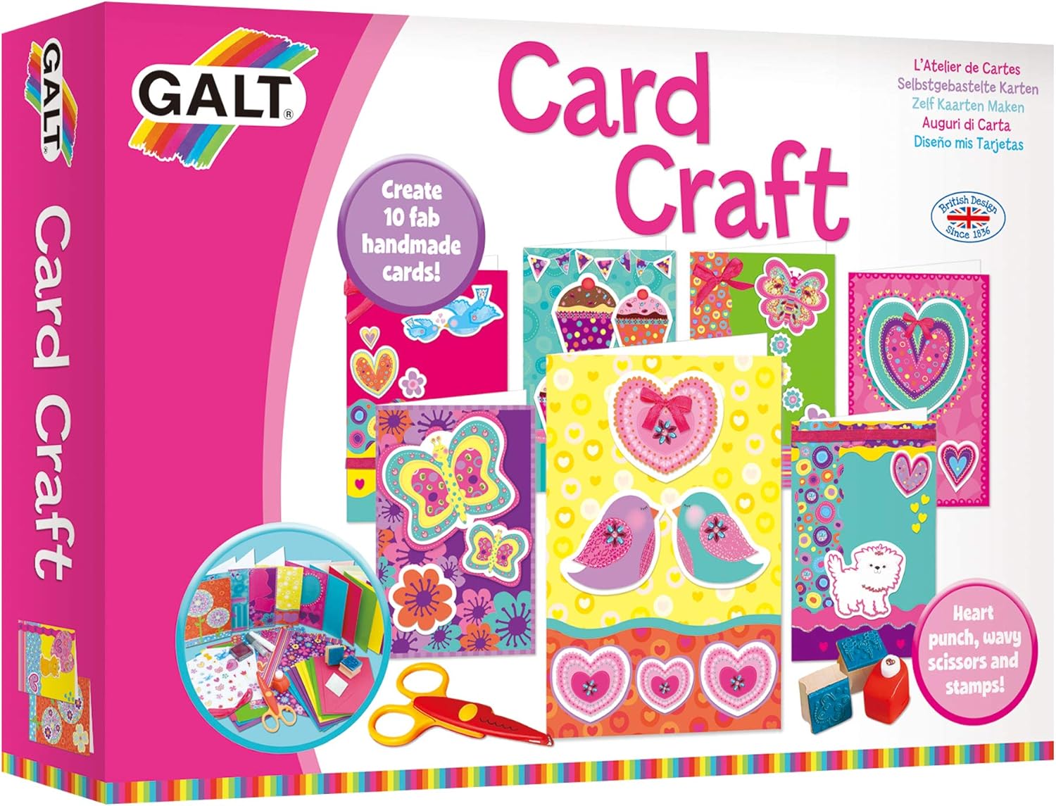Galt Toys Card Craft Kit - Create 10 Handmade Cards with Stamps, Stickers & Glitter, Ages 8+ 1