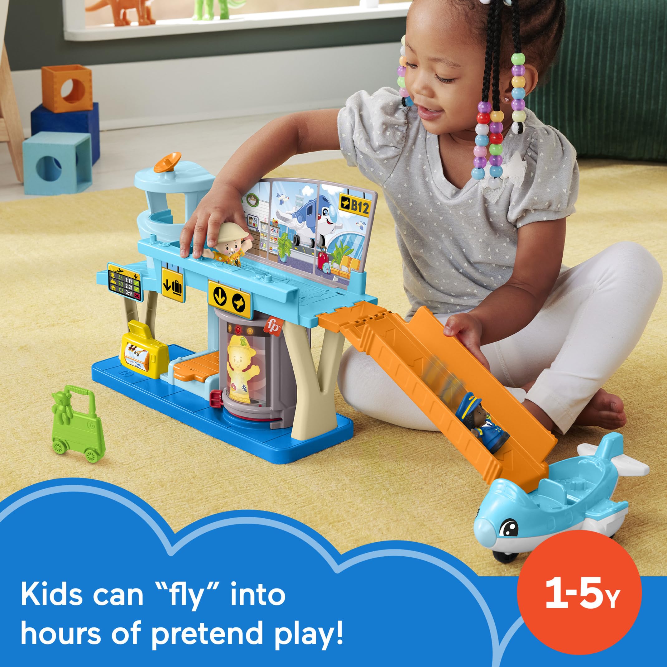 Little People Everyday Adventures Airport Playset with Airplane, Figures & Luggage | Ages 1-5