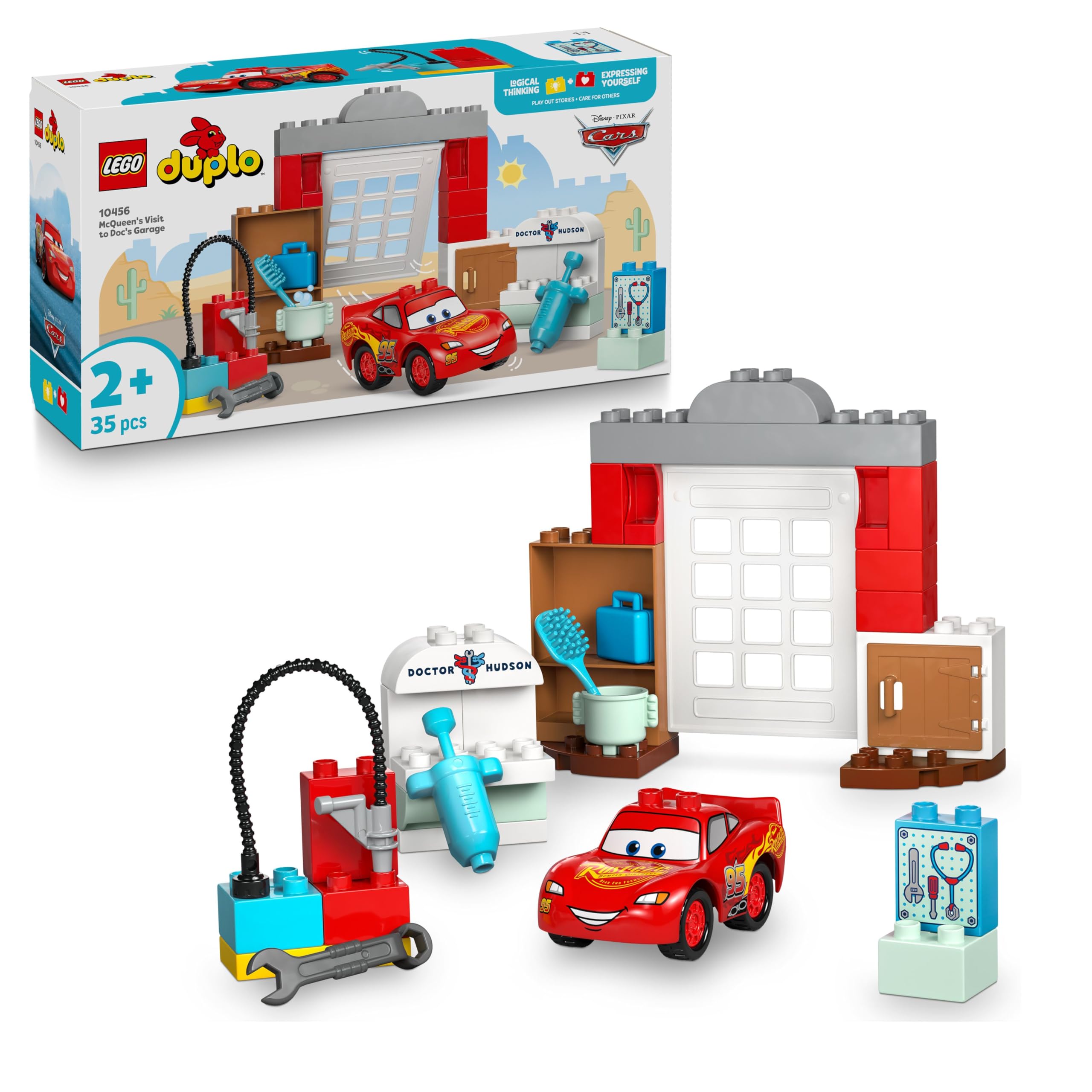 LEGO DUPLO 10456 Disney and Pixar Cars McQueen's Visit to Doc's Garage Building Set for Ages 2+