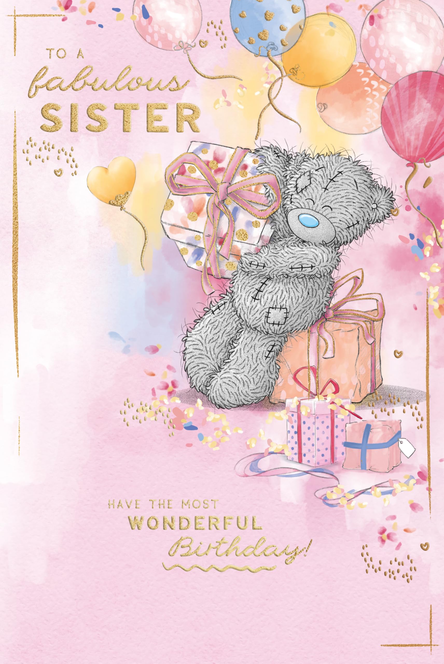 Me To You Tatty Teddy Fabulous Sister Luxury Gold Foil Birthday Card | 6 x 9 inches 1
