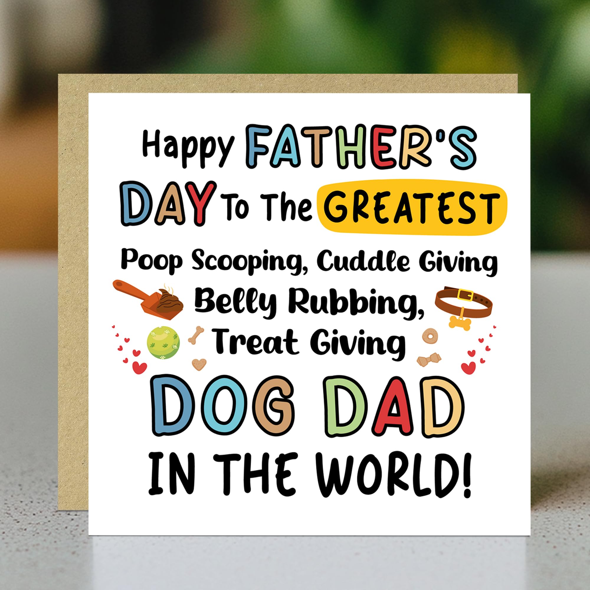 RED OCEAN Handmade Father's Day Card From The Dog | Square 14.5cm | 350gsm Matte Card 7