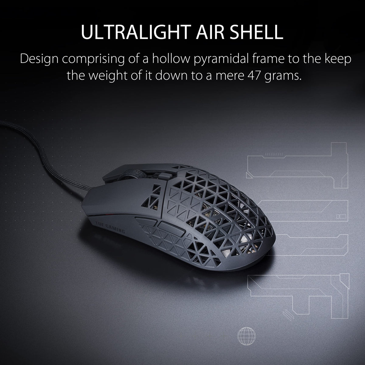 ASUS TUF Gaming M4 Air Gaming Mouse - Wired, 16,000 DPI, Black