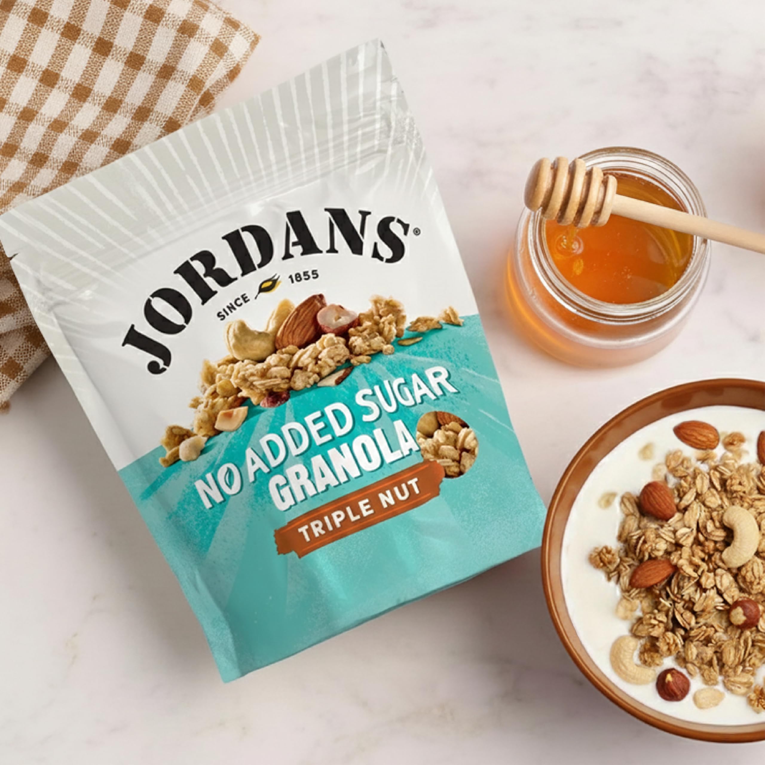 JORDANS No Added Sugar Granola - Triple Nut, High Fibre, 4 x 425g Pack 5