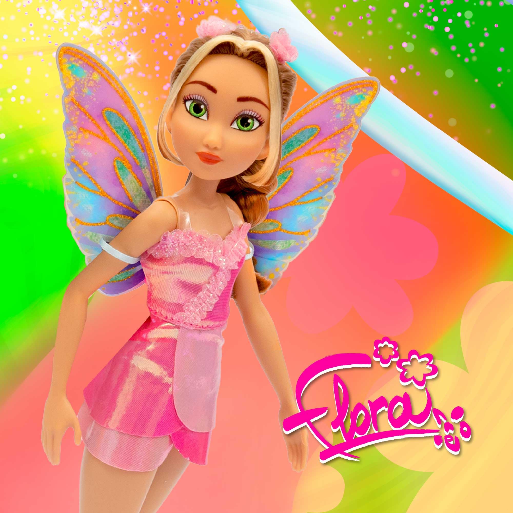 Winx Club Flora Fairy Doll - 10.24 Inch Soft Doll with Glitter Wings & Articulated Joints | Ages 4+