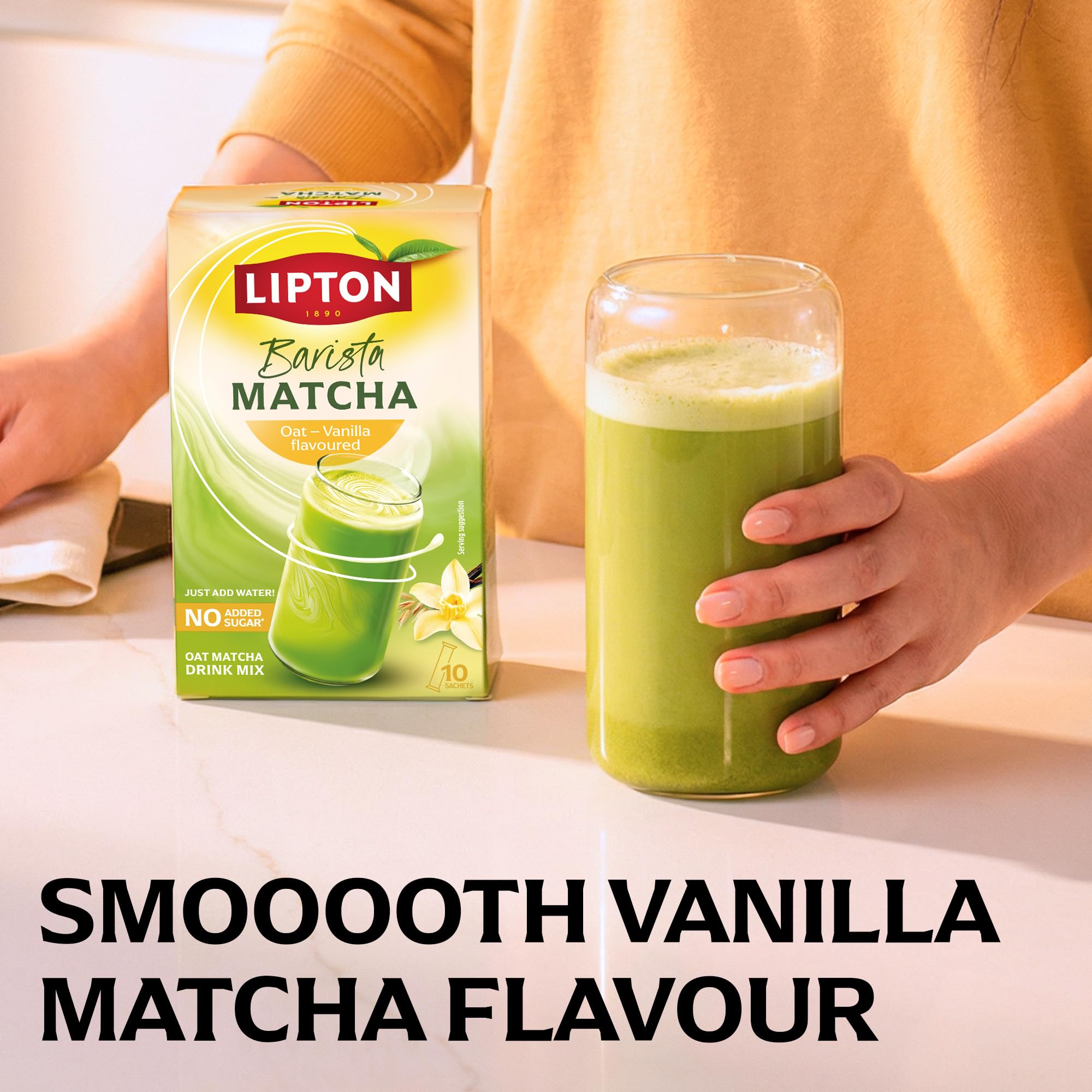 Lipton Barista Matcha Vanilla Oat Latte Instant Drink Mix, 10 Sticks, Hot or Iced 2