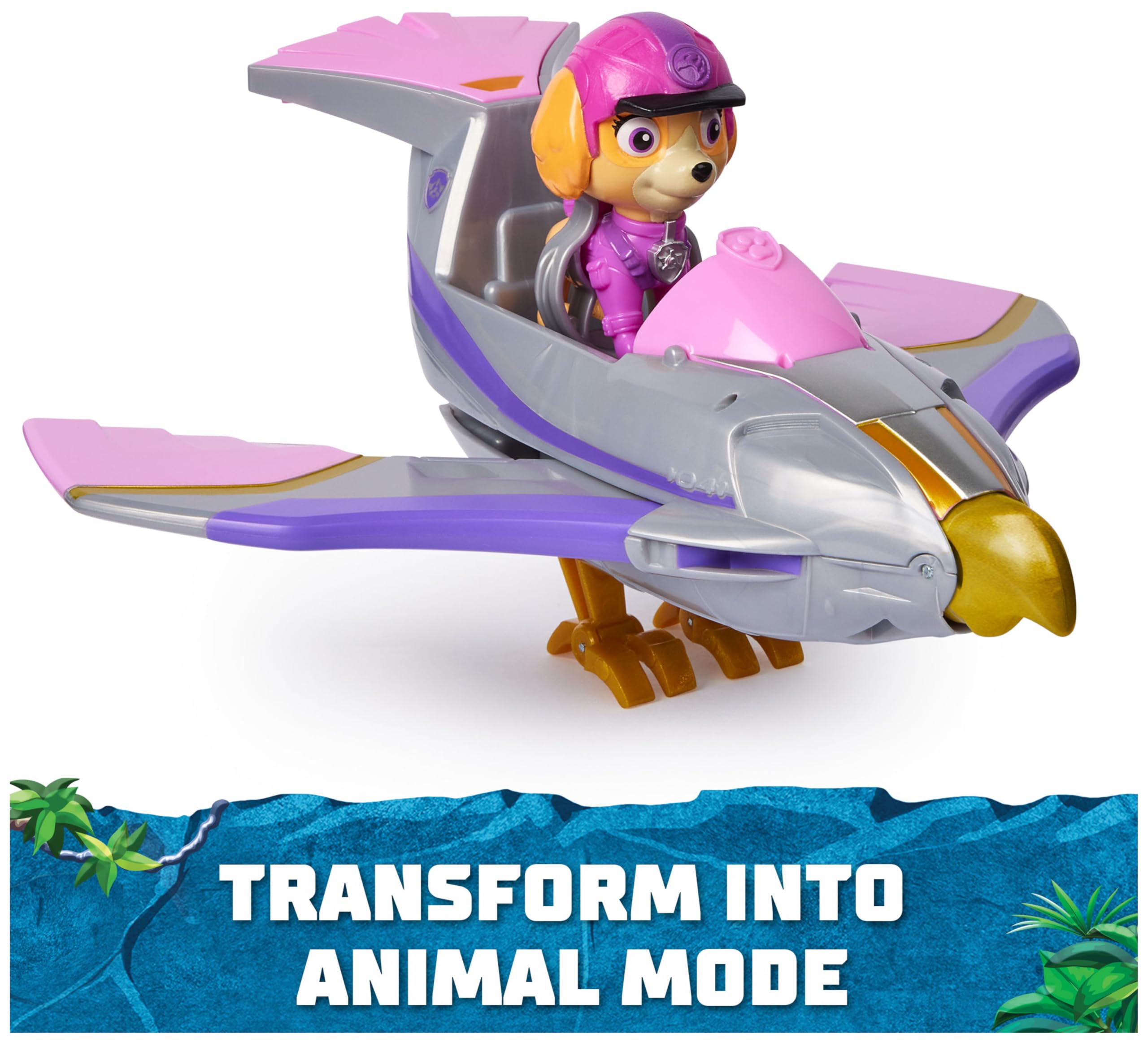 Paw Patrol Jungle Pups Skye Falcon Vehicle - Transforming Toy Jet with Collectible Action Figure, Ages 3+ 3