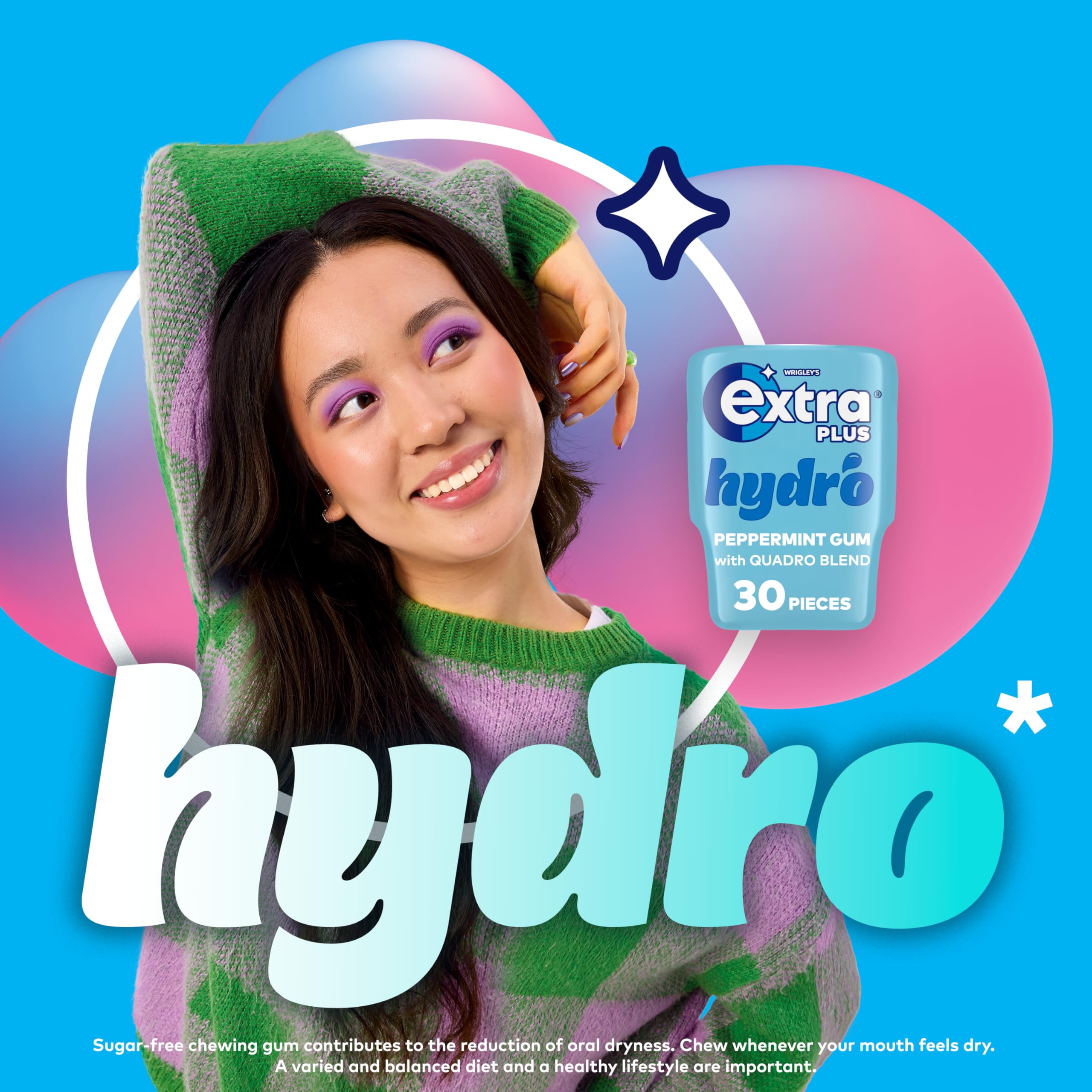Wrigley's Extra Plus Hydro Spearmint Sugar Free Chewing Gum Bottle - 30 Pieces 4