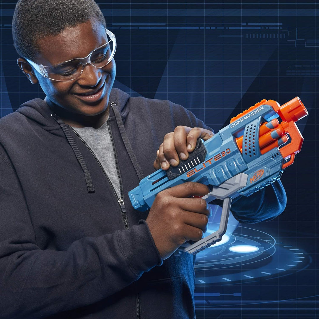 Nerf Elite 2.0 Commander RD-6 Blaster - 6-Dart Drum, Slam Fire, Tactical Rails - Ages 8+