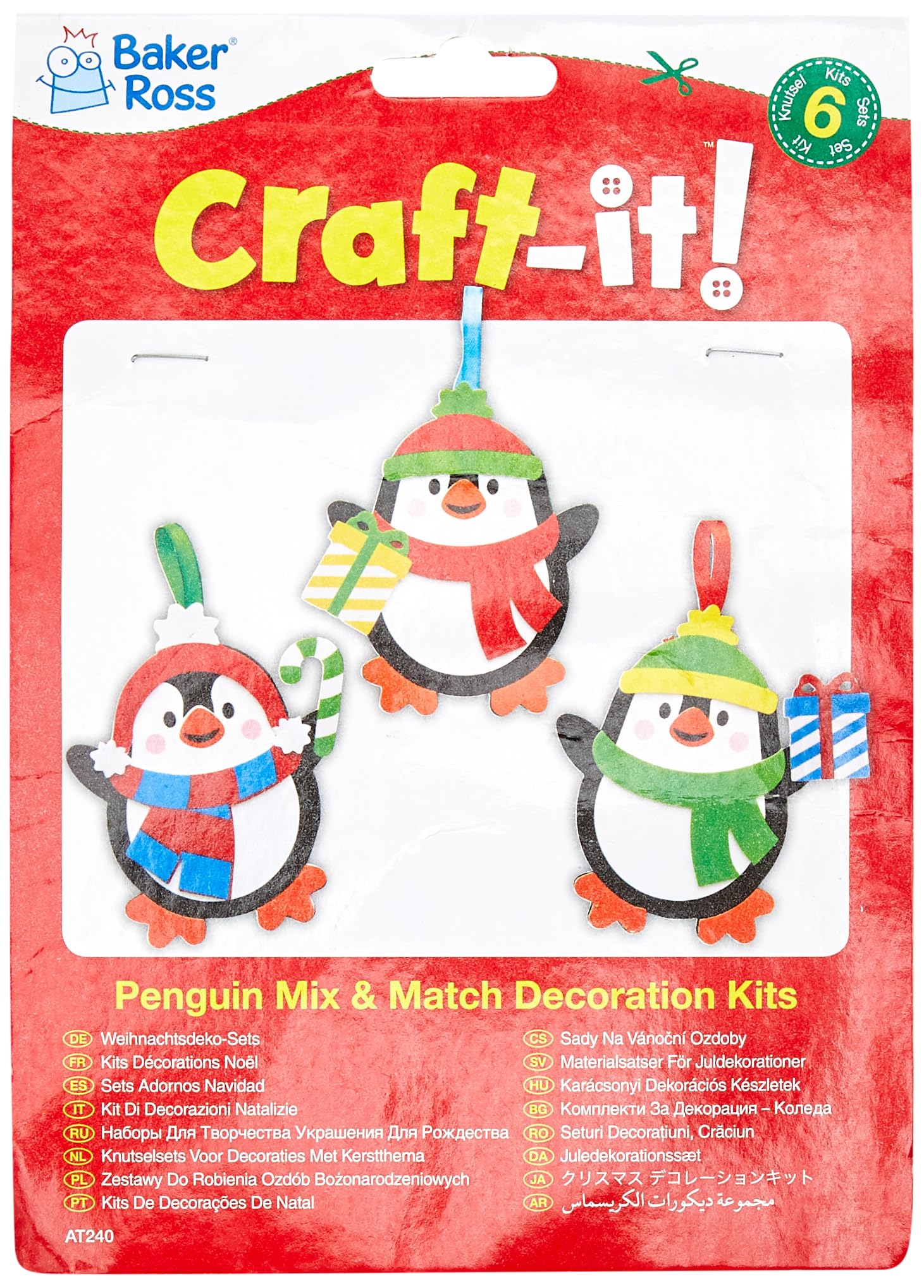 Baker Ross Christmas Penguin Mix and Match Decoration Craft Kit - 6 Pack, Ages 3+